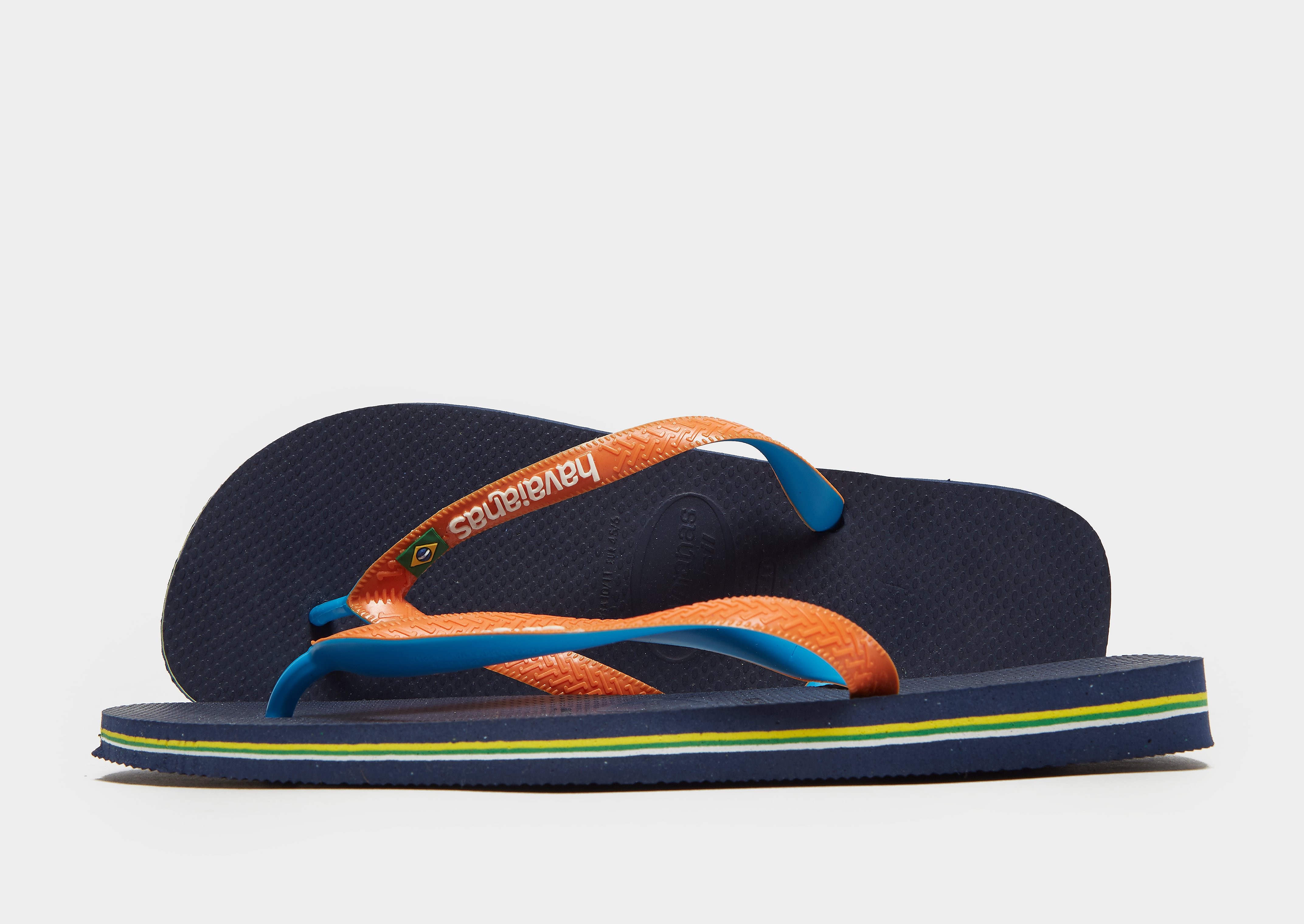 

Havaianas Brazil Logo Flip Flops - Blue/Orange - Mens, Blue/Orange