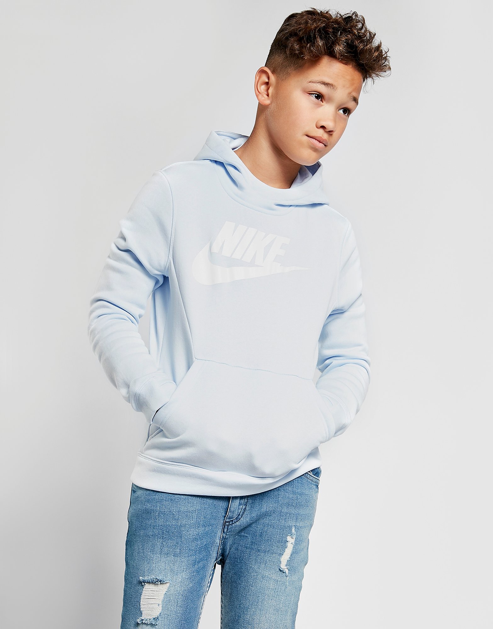 Nike Hybrid Fleece Hoodie Junior Blauw Kind nike kopen in de aanbieding