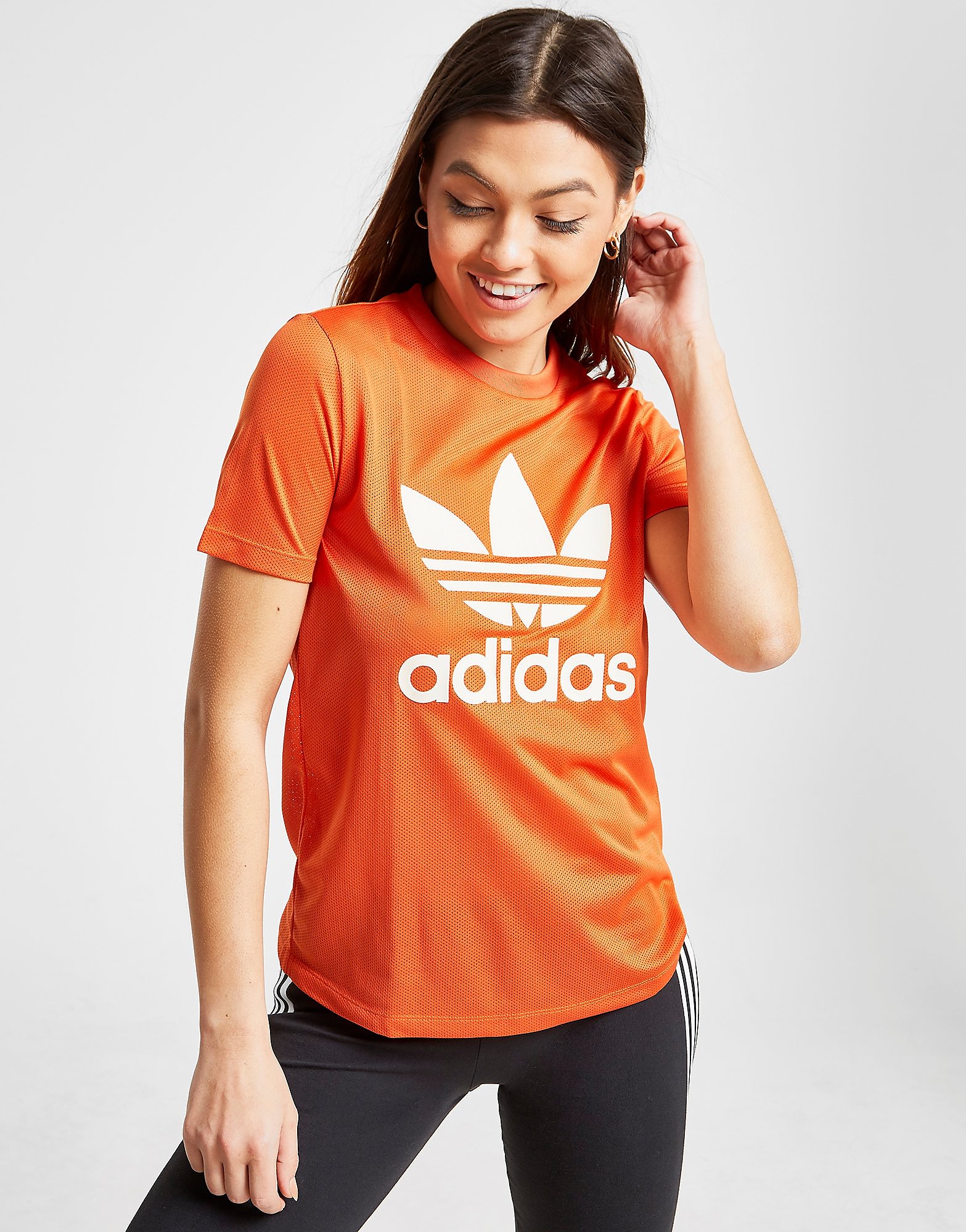 

adidas Originals Trefoil Flock T-Shirt - Orange/White - Womens, Orange/White