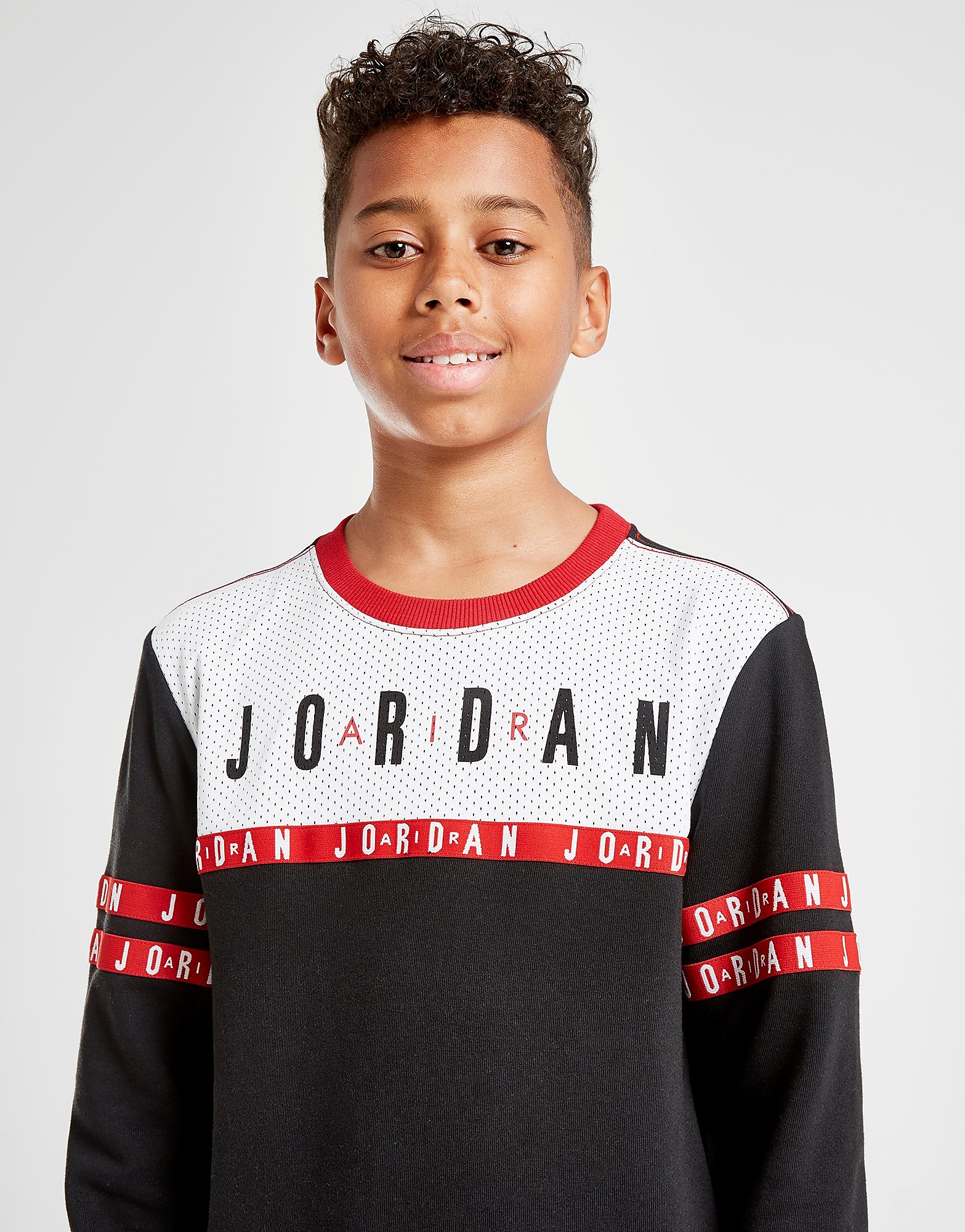 Jordan Jumpman Tape French Terry Crew Sweatshirt Junior Zwart Kind jordan kopen in de aanbieding