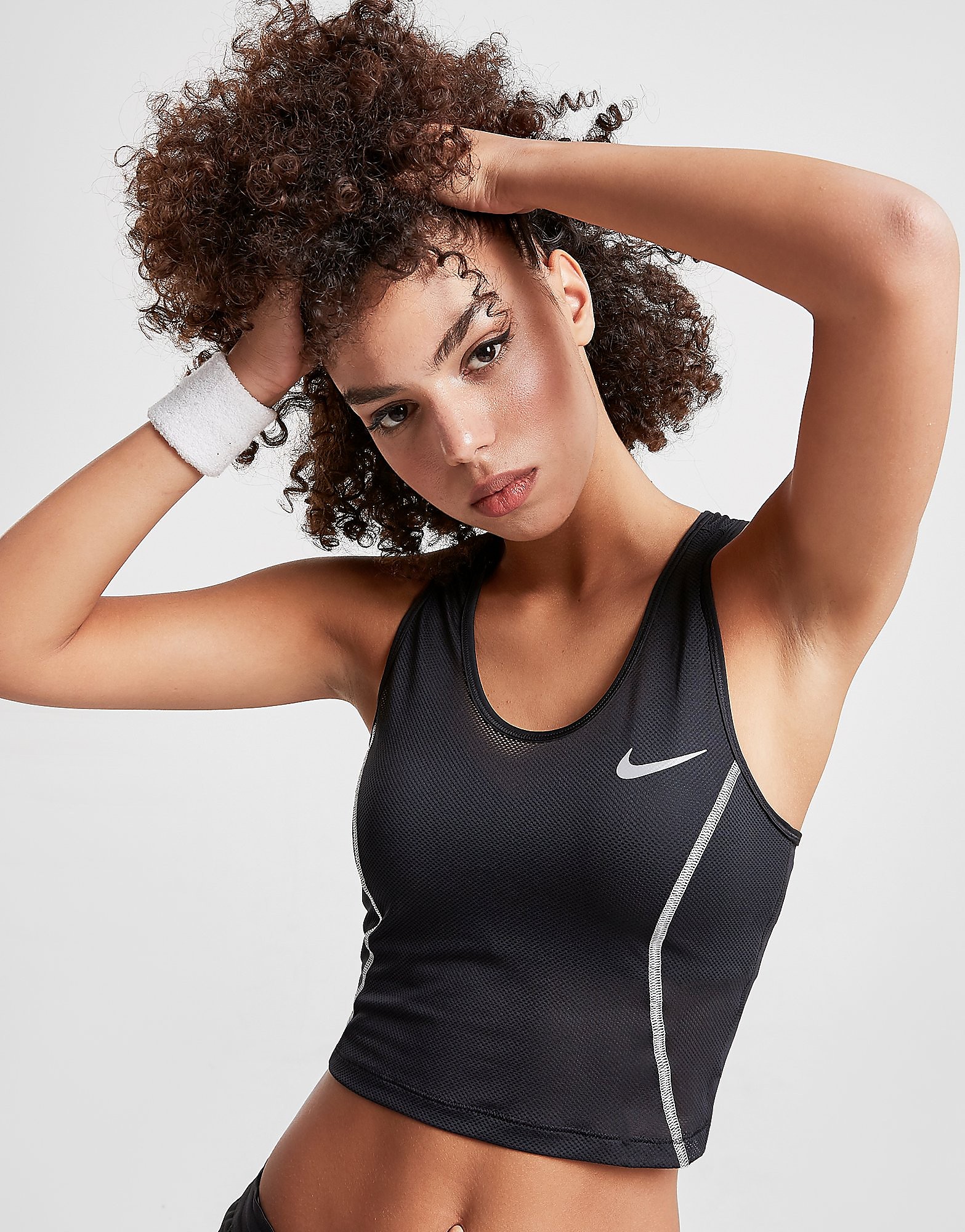 Nike Running Miler Mesh Crop Tank Top Dames Zwart nike kopen in de aanbieding