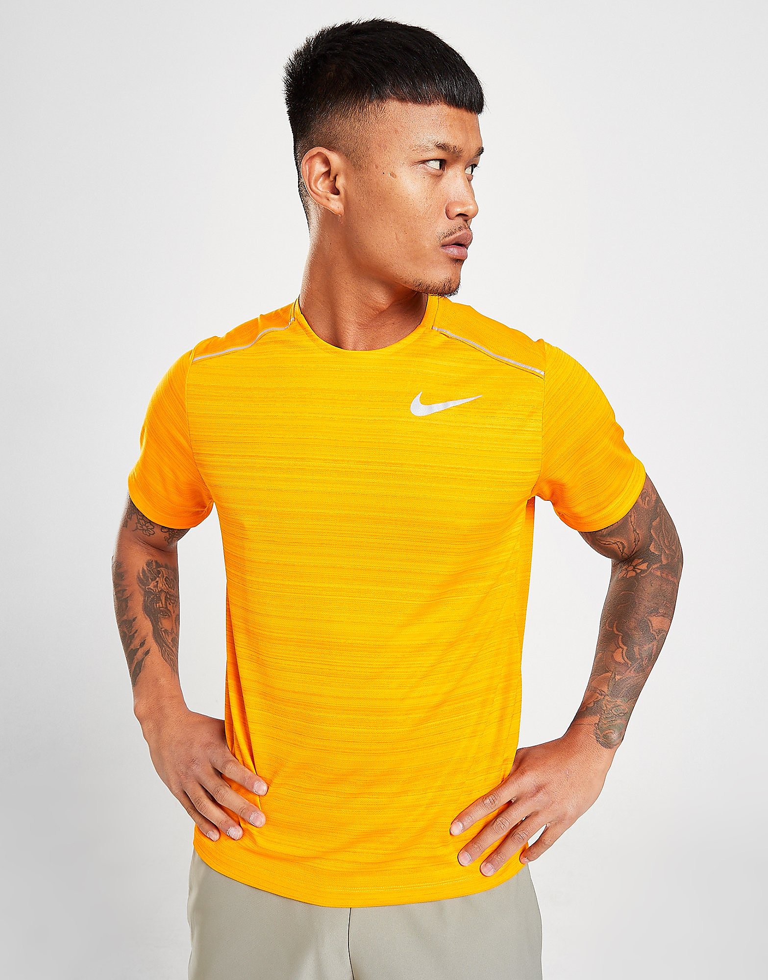 Nike miler short sleeve t-paita miehet - mens, oranssi, nike