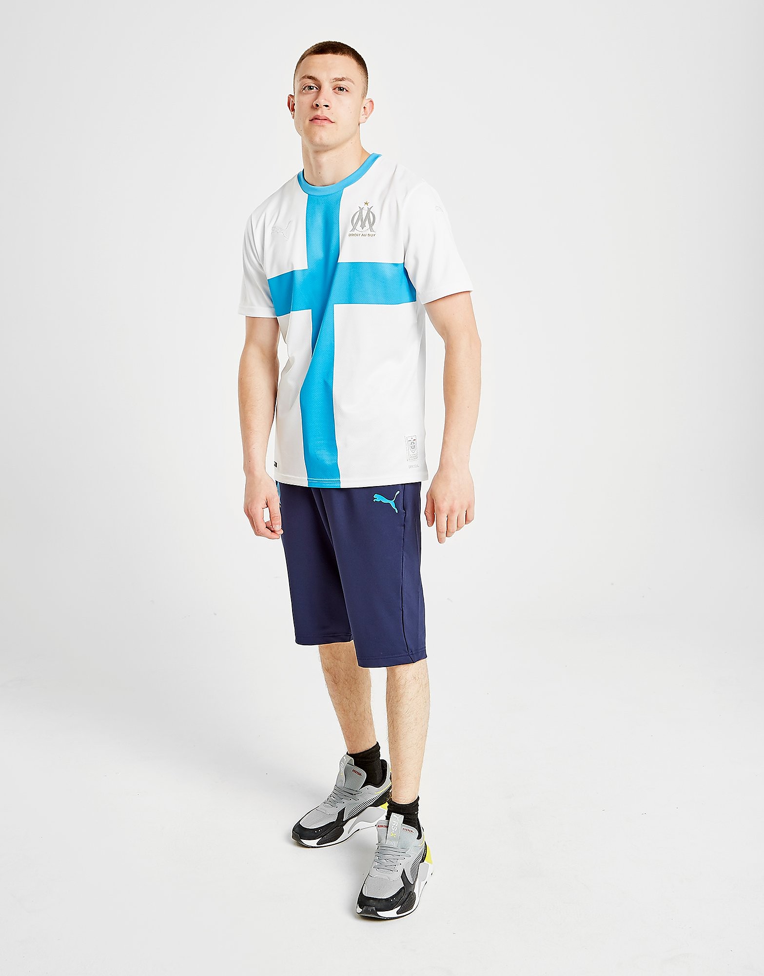 PUMA Pantalon de survêtement 3/4 Olympique de Marseille Homme - Bleu, Bleu