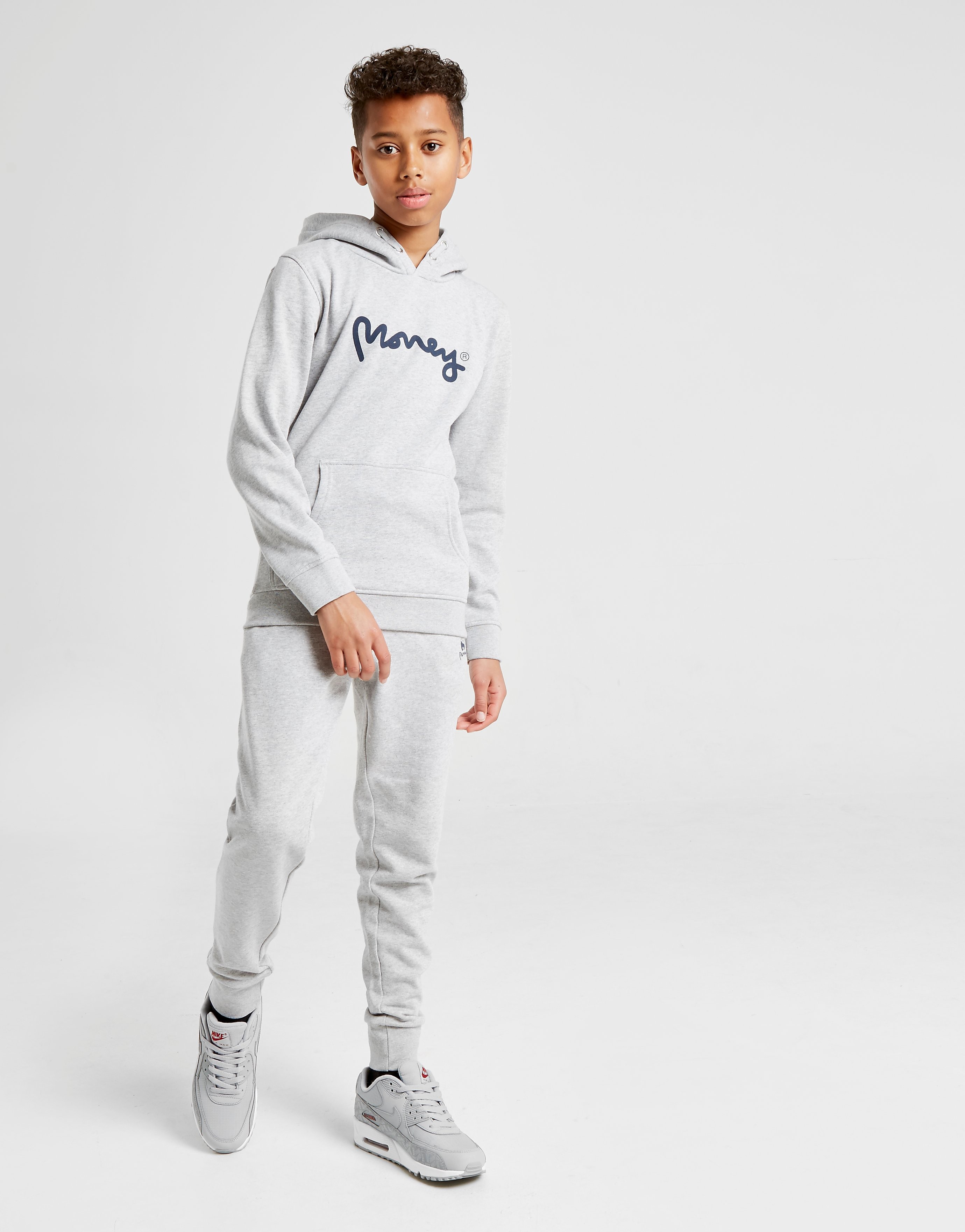 Money Clothing Signature Logo Overhead Trainingspak Junior Grijs Kind money clothing kopen in de aanbieding