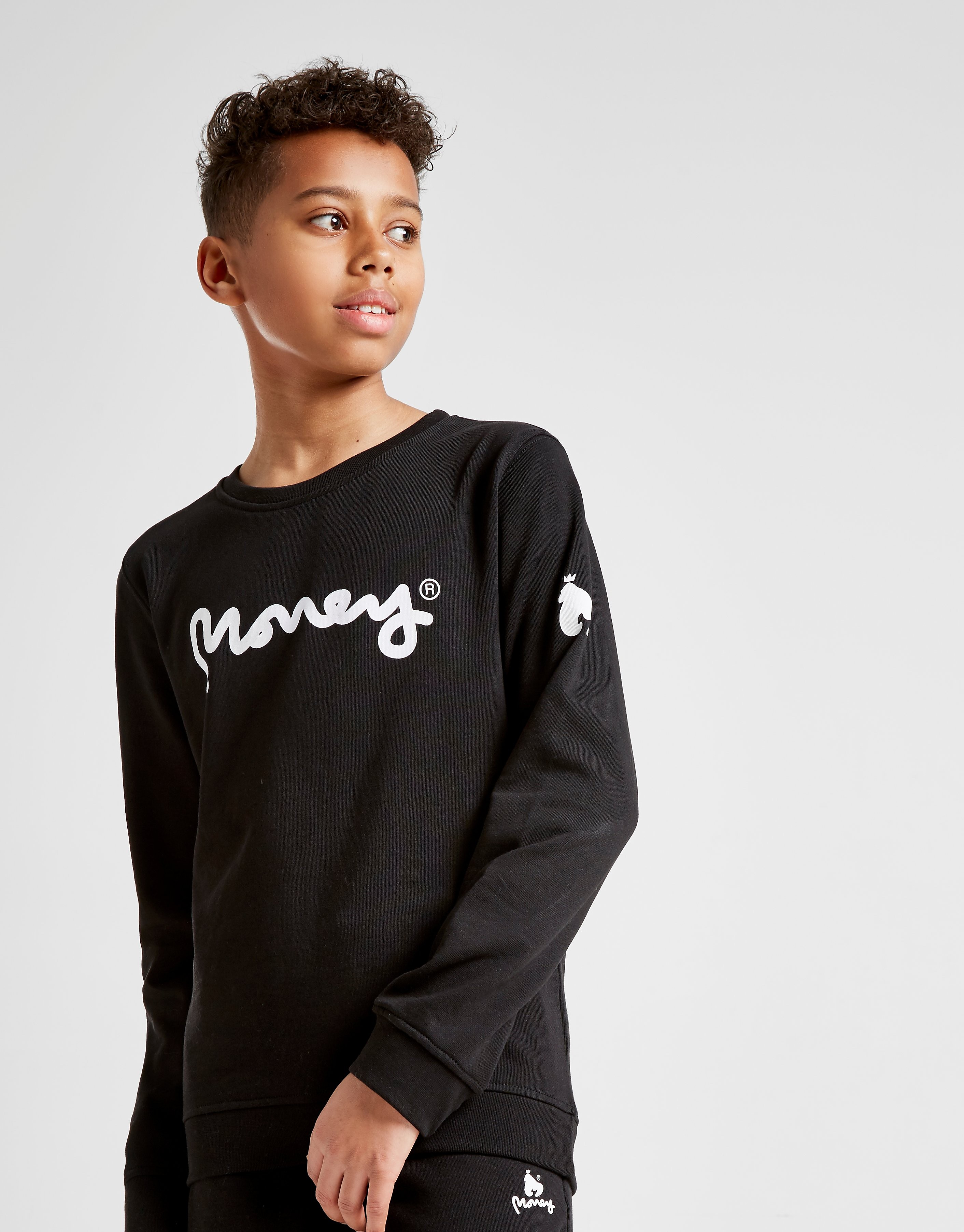 Money Clothing Signature Logo Crew Sweatshirt Junior Zwart Kind money clothing kopen in de aanbieding