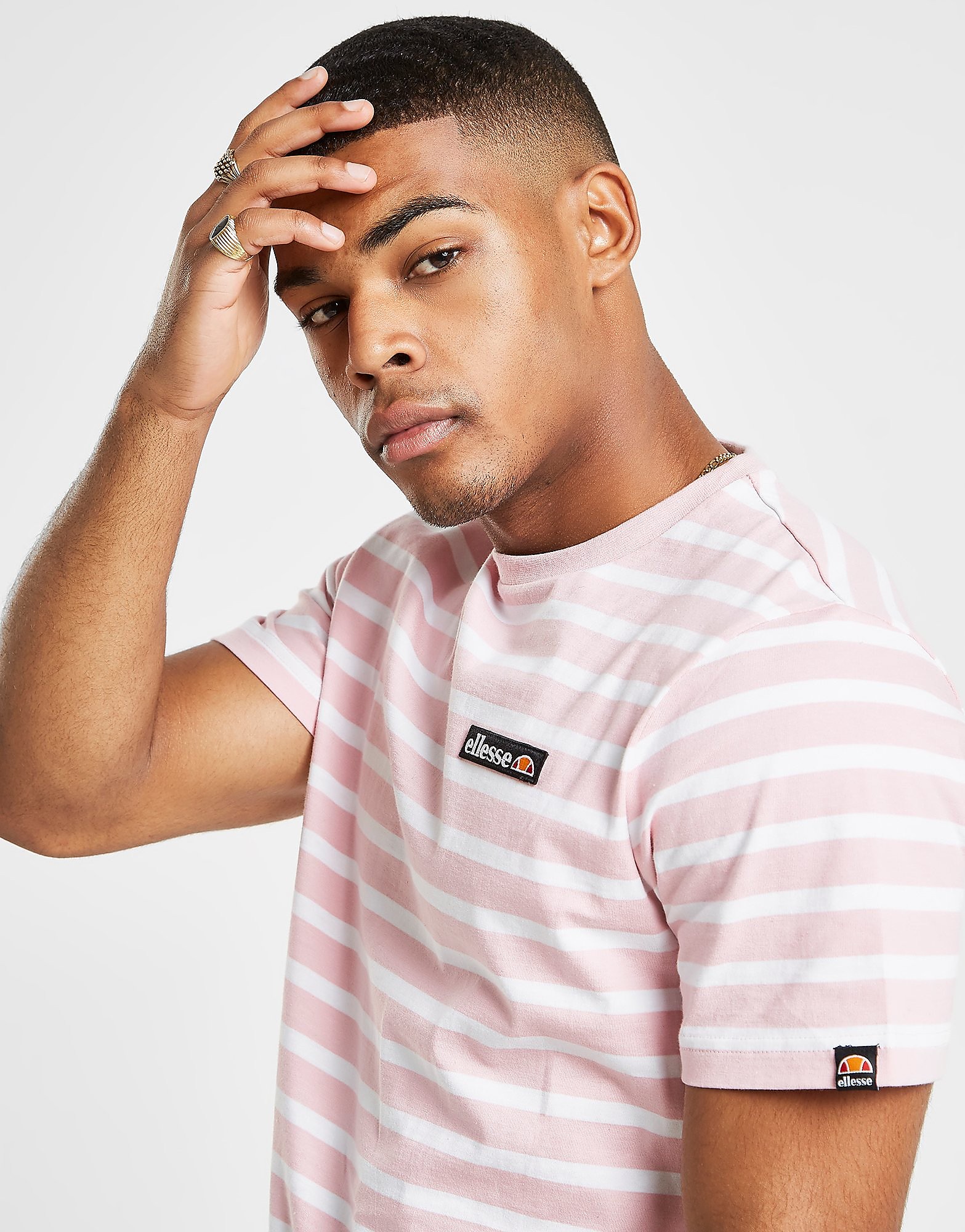 Ellesse Lastrios Stripe T Shirt Heren Alleen Bij Jd Roze ellesse kopen in de aanbieding