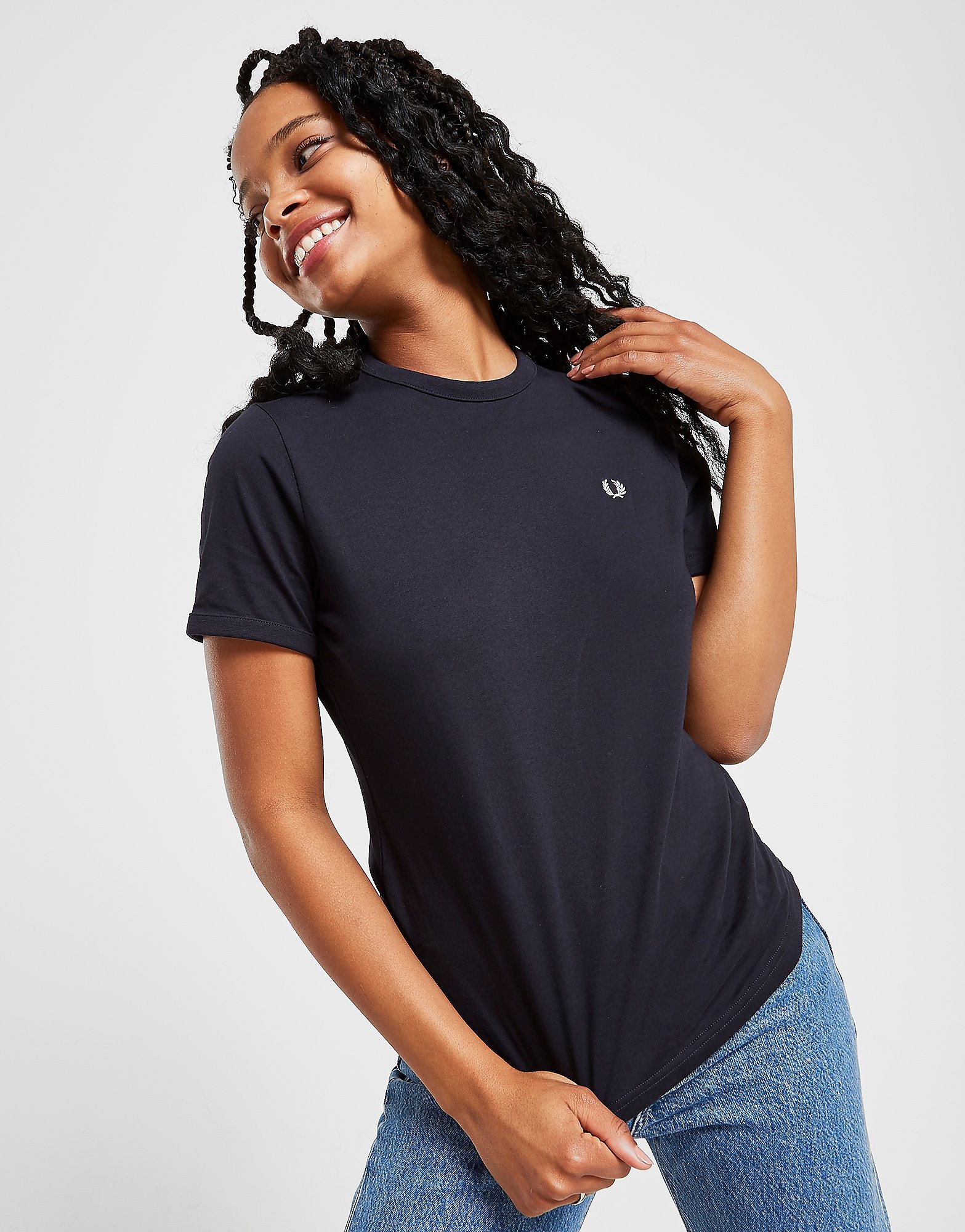 Fred Perry Ringer T Shirt Dames Blauw fred perry kopen in de aanbieding