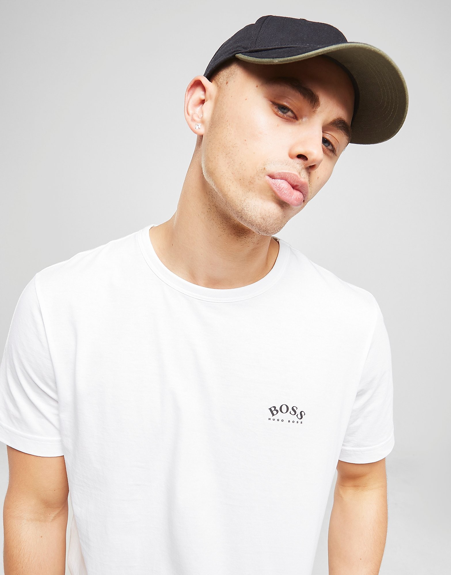 BOSS Curved Logo T-Shirt - White - Mens, White