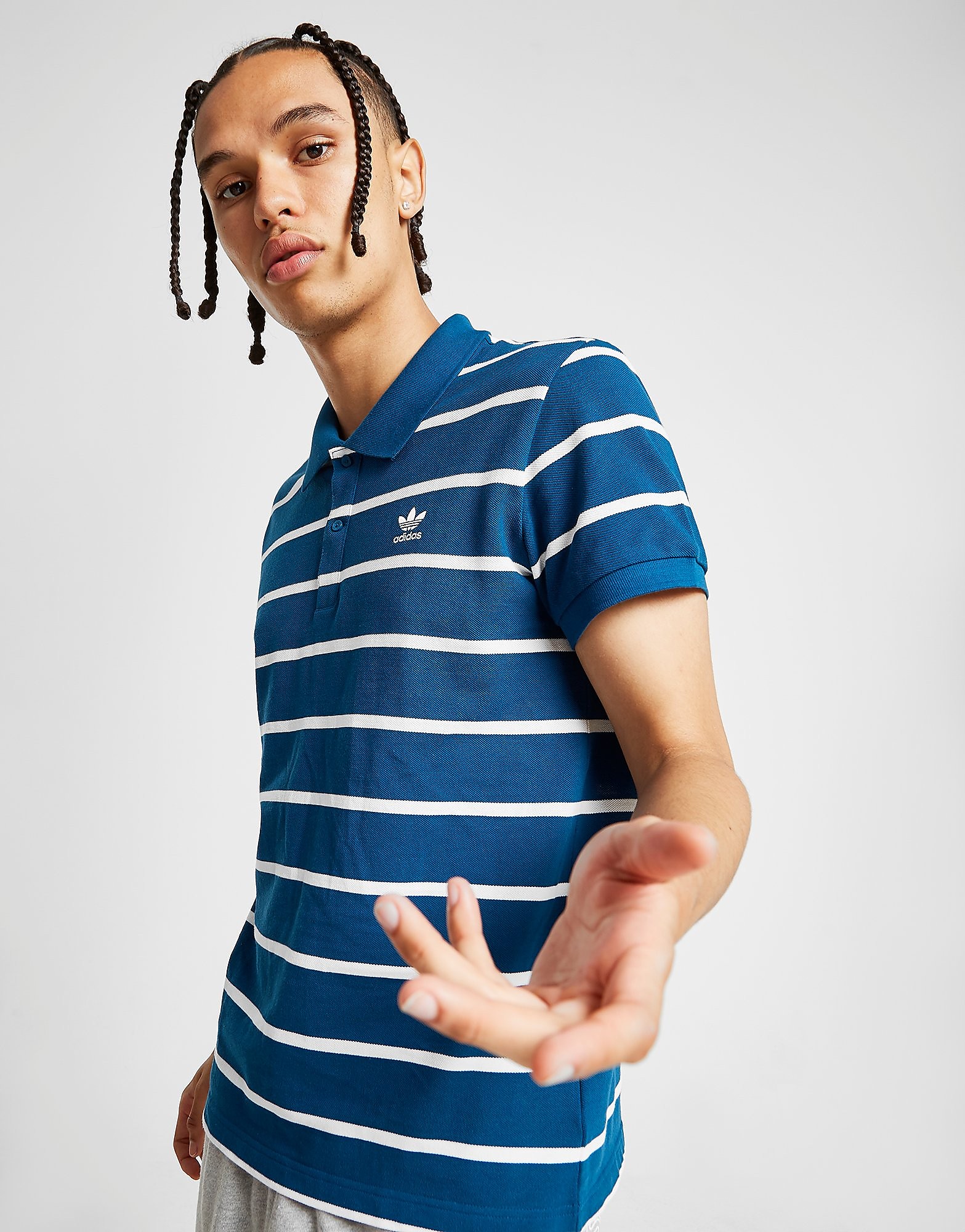 Adidas Originals Stripe Polo Shirt Alleen Bij Jd Blauw Heren adidas originals kopen in de aanbieding