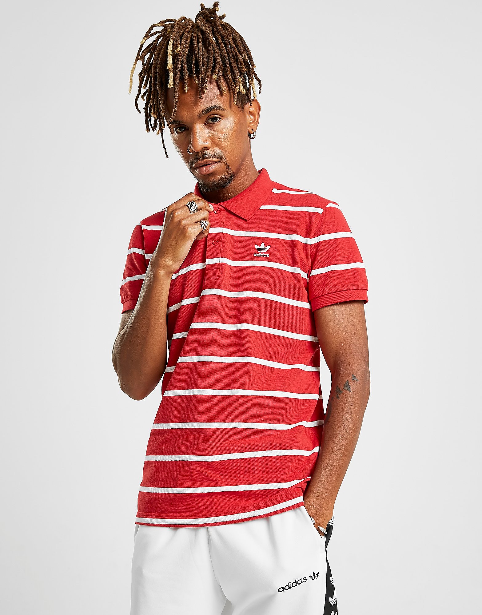 

adidas Originals Stripe Polo Shirt - Only at JD - Red/White - Mens, Red/White