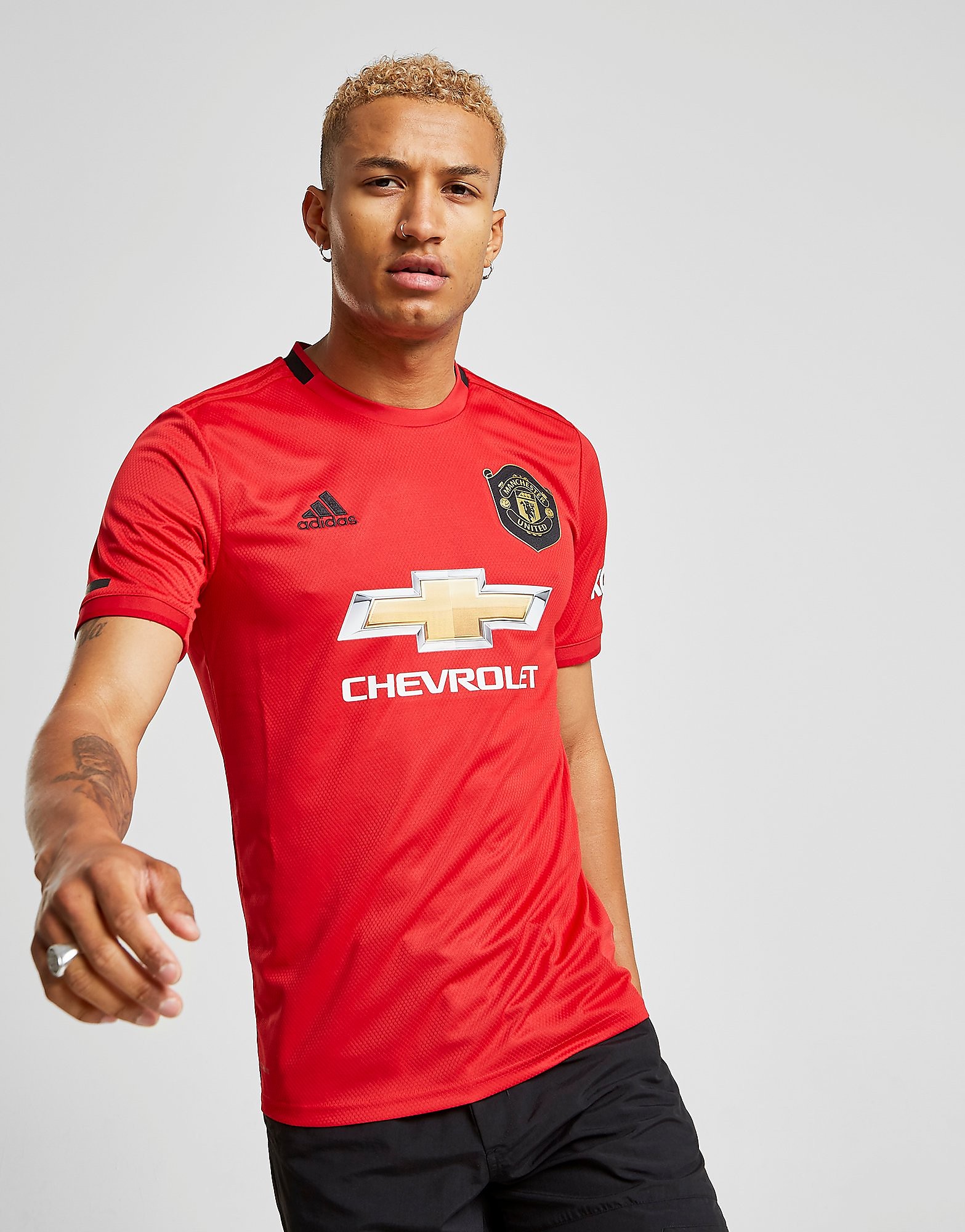 

adidas Manchester United FC 19/20 Home Shirt - Red/Black - Mens, Red/Black
