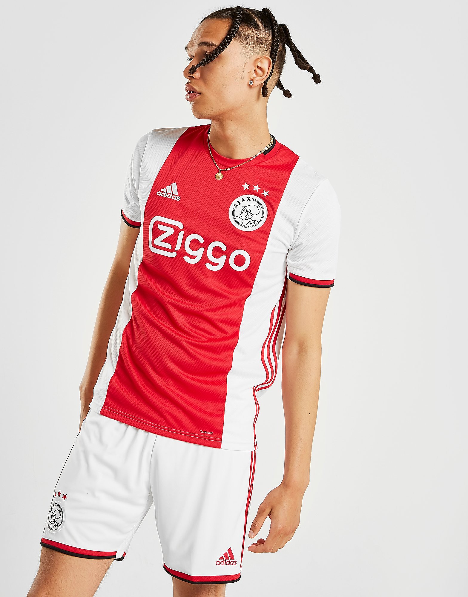 

adidas Ajax 2019/20 Home Shorts - White/Red - Mens, White/Red