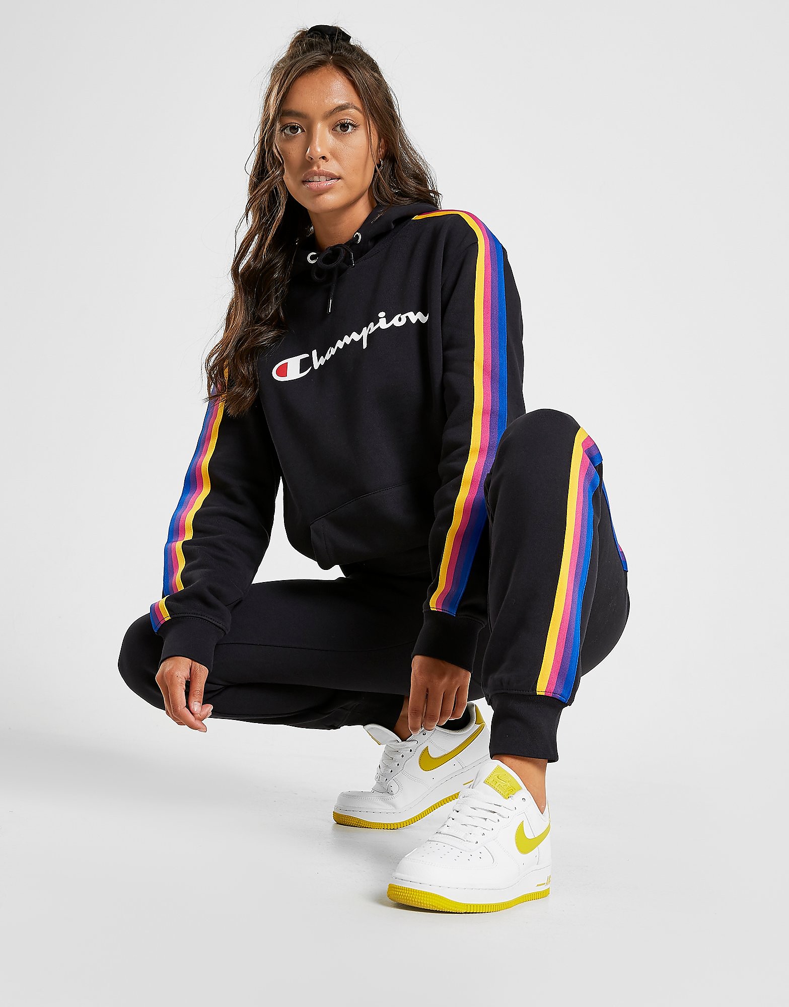 

Champion Rainbow Tape Boyfriend Hoodie - Only at JD - Black - Womens, Black