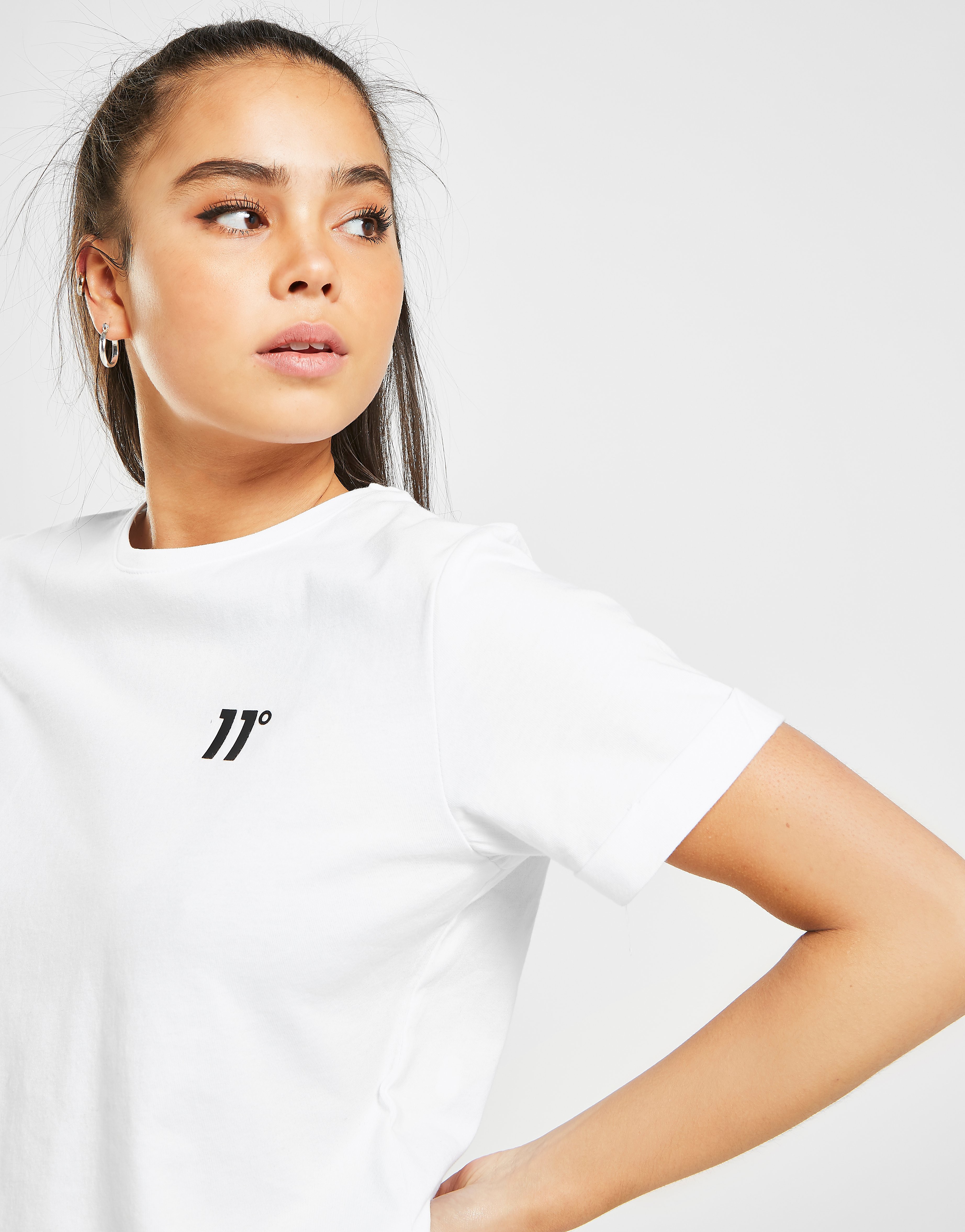 

11 Degrees Logo Crop T-Shirt - White/Black - Womens, White/Black