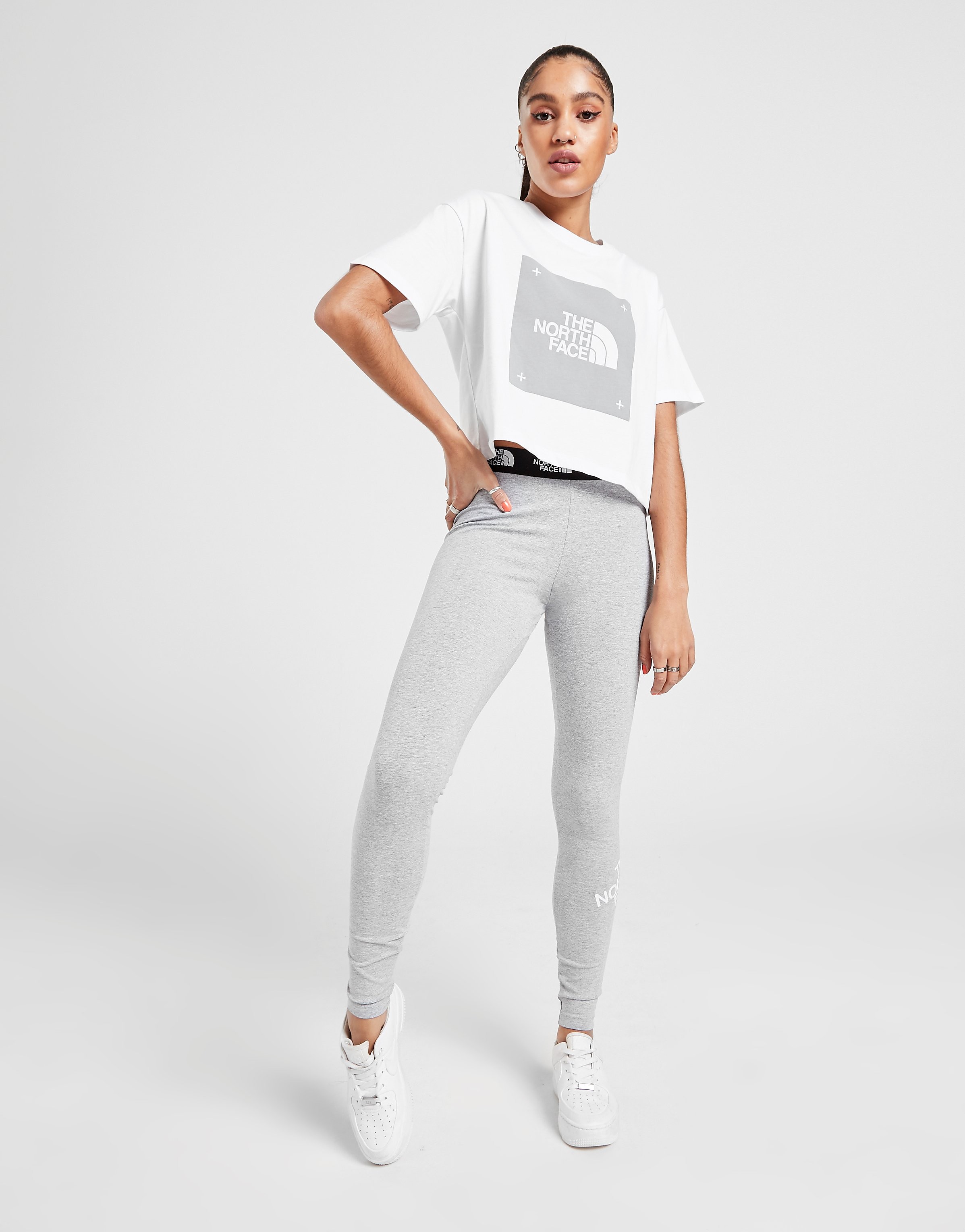 The North Face Tape Waist Leggings - Only at JD - Grey/White - Womens, Grey/White
