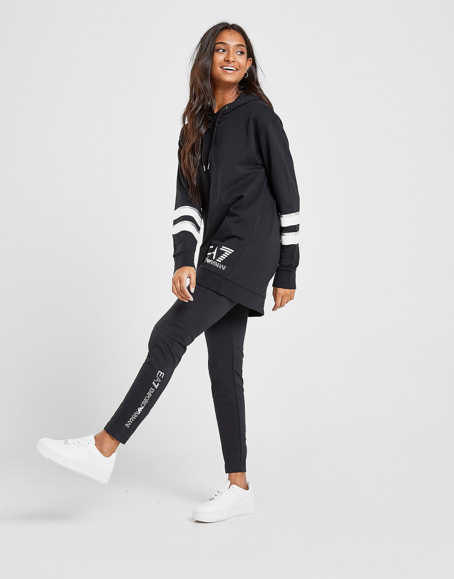 

Emporio Armani EA7 Long Line Hooded Tracksuit - Only at JD - Black/White - Womens, Black/White