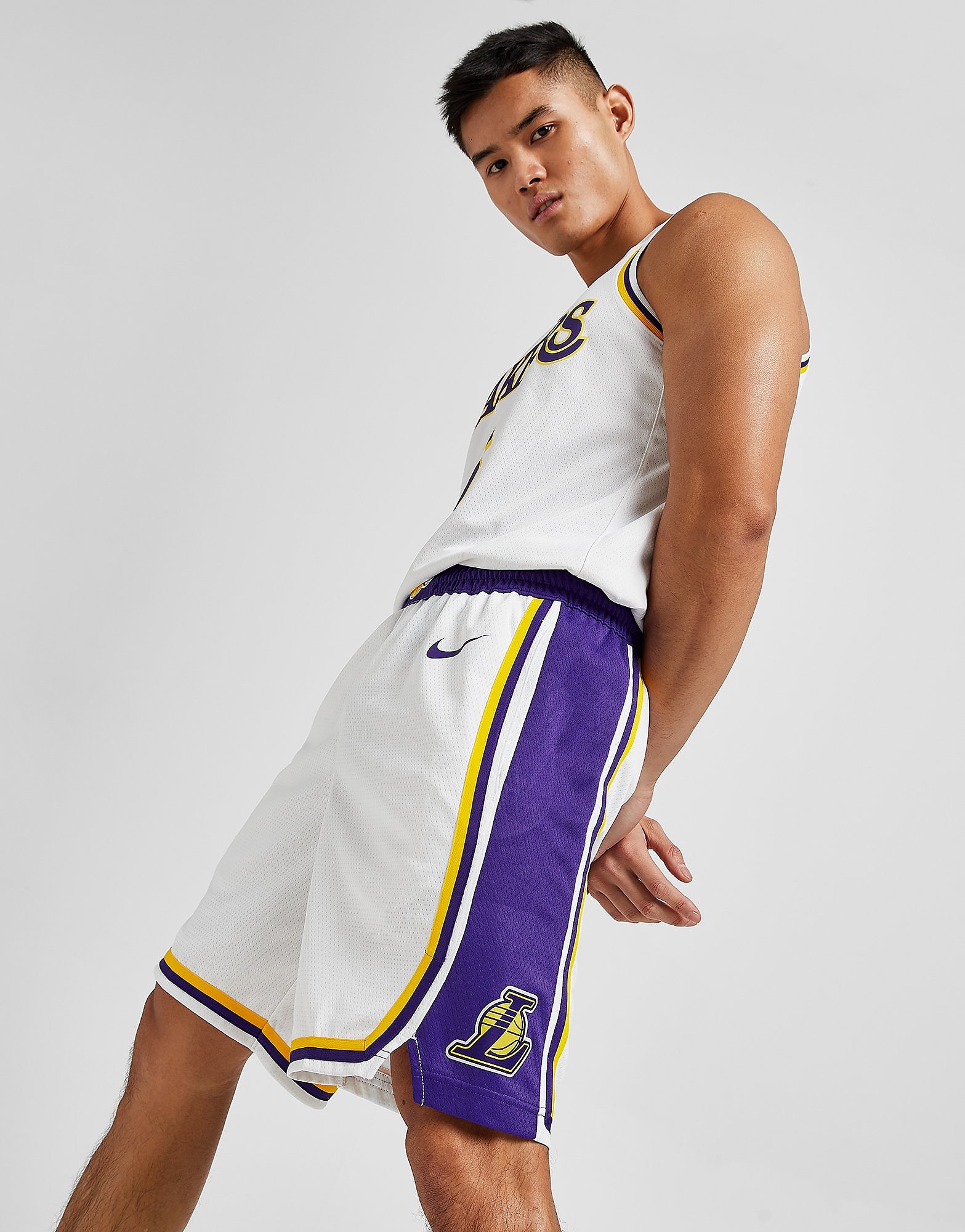 Nike NBA Los Angeles Lakers Swingman Shorts - White/Purple/Yellow - Mens, White/Purple/Yellow