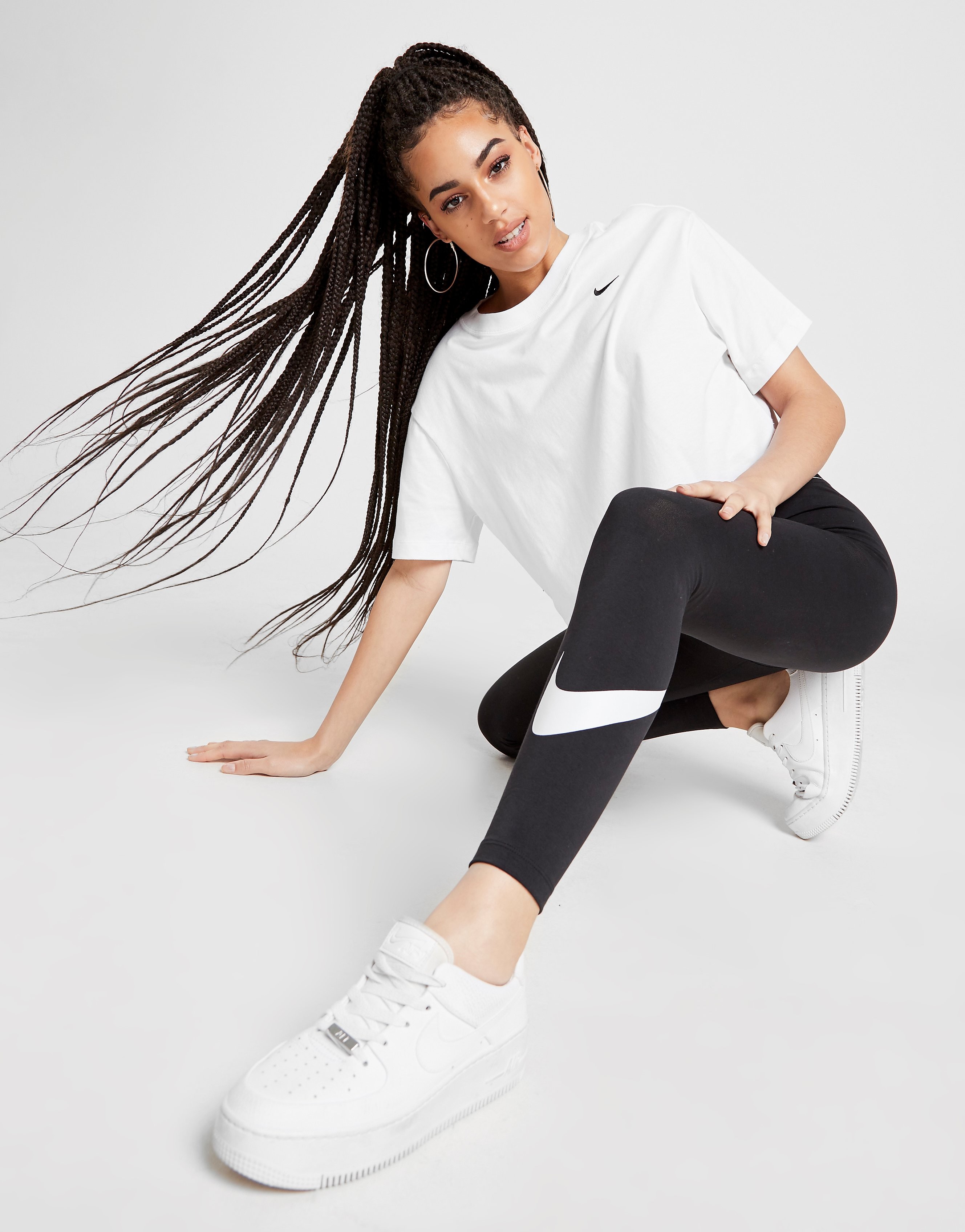 

Nike High Waist Swoosh Leggings - Only at JD - Black/White - Womens, Black/White