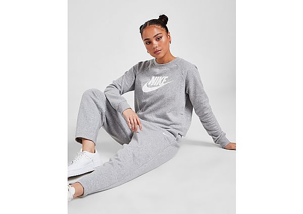 Nike Sweat-shirt à capuche Essential Futura Femme - Dark Grey Heather/Matte Silver/White/White, Dark
