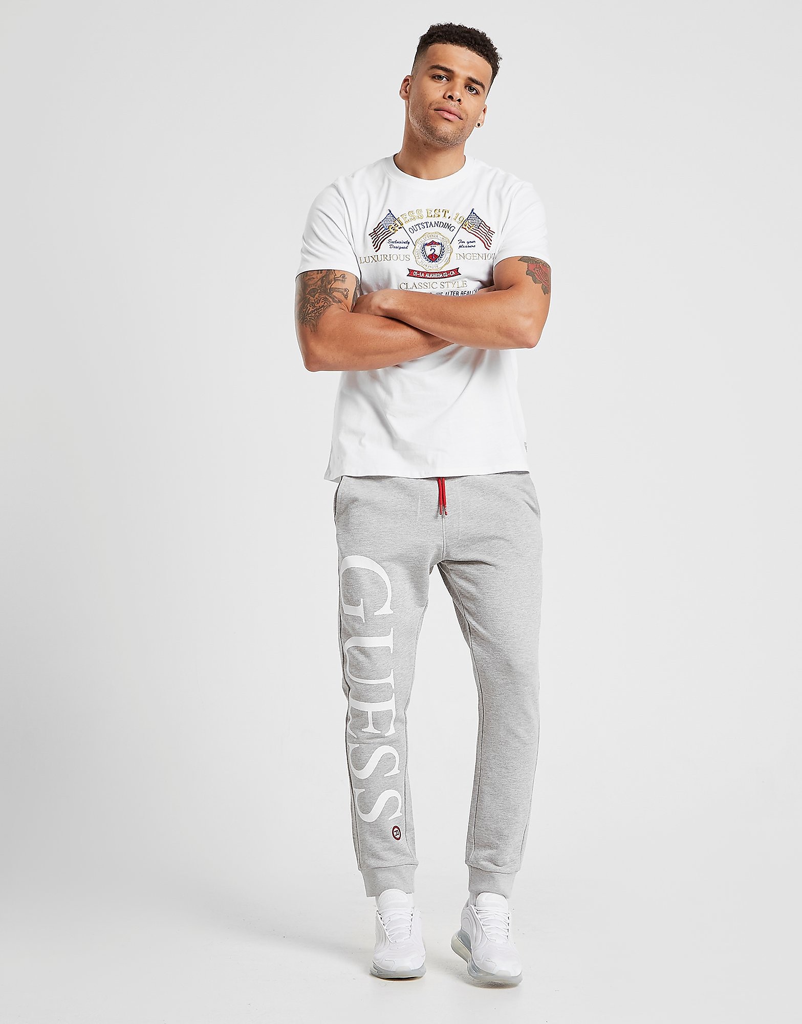 Guess Big Logo Joggingbroek Heren Grijs guess kopen in de aanbieding