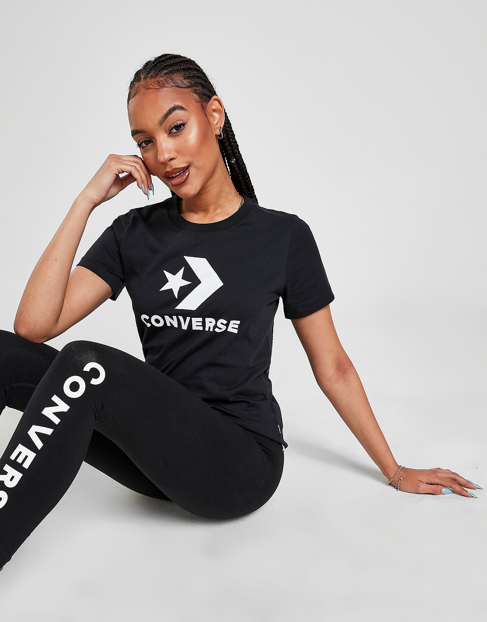 

Converse Star Chevron Short Sleeve T-Shirt - Black/White - Womens, Black/White