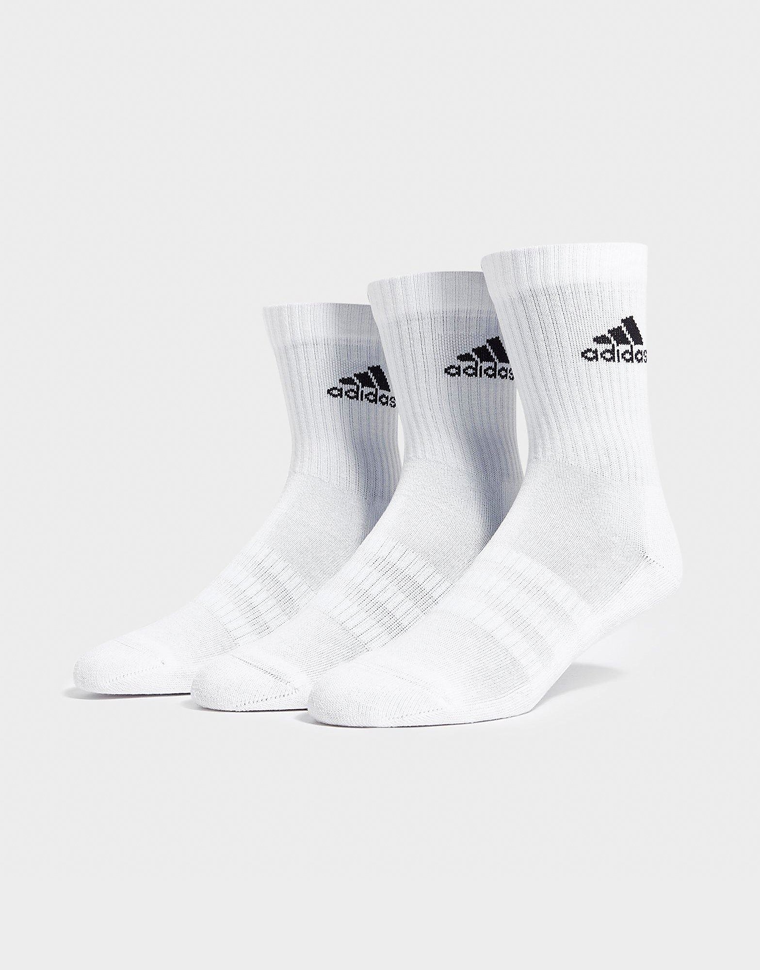 

adidas 3 Pack Crew Socks Junior - Only at JD - White/Black - Kids, White/Black