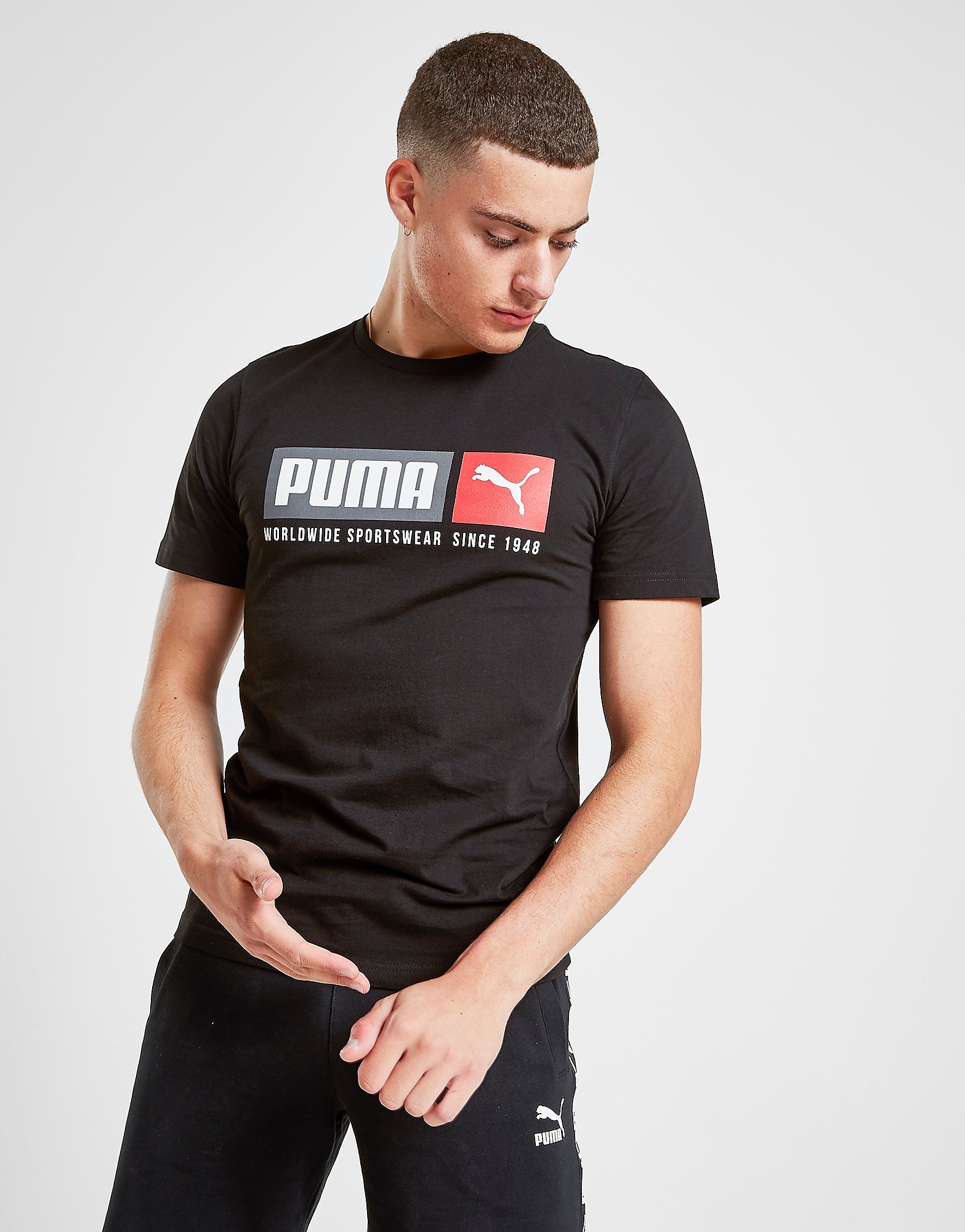 

Puma Box Logo T-Shirt - Only at JD - Black/Red - Mens, Black/Red