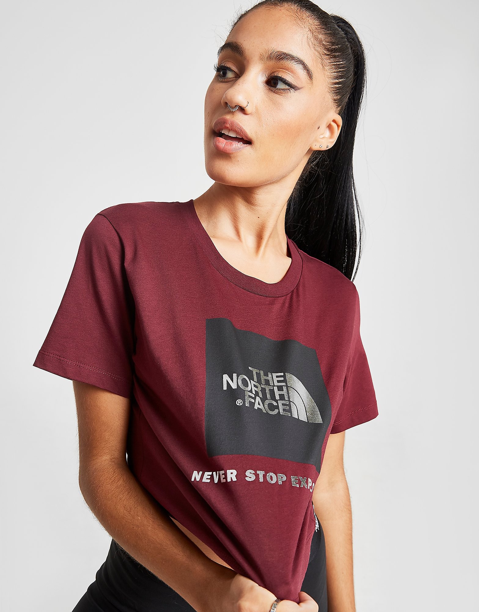 

The North Face Box Logo Crop T-Shirt - Red/Silver - Womens, Red/Silver