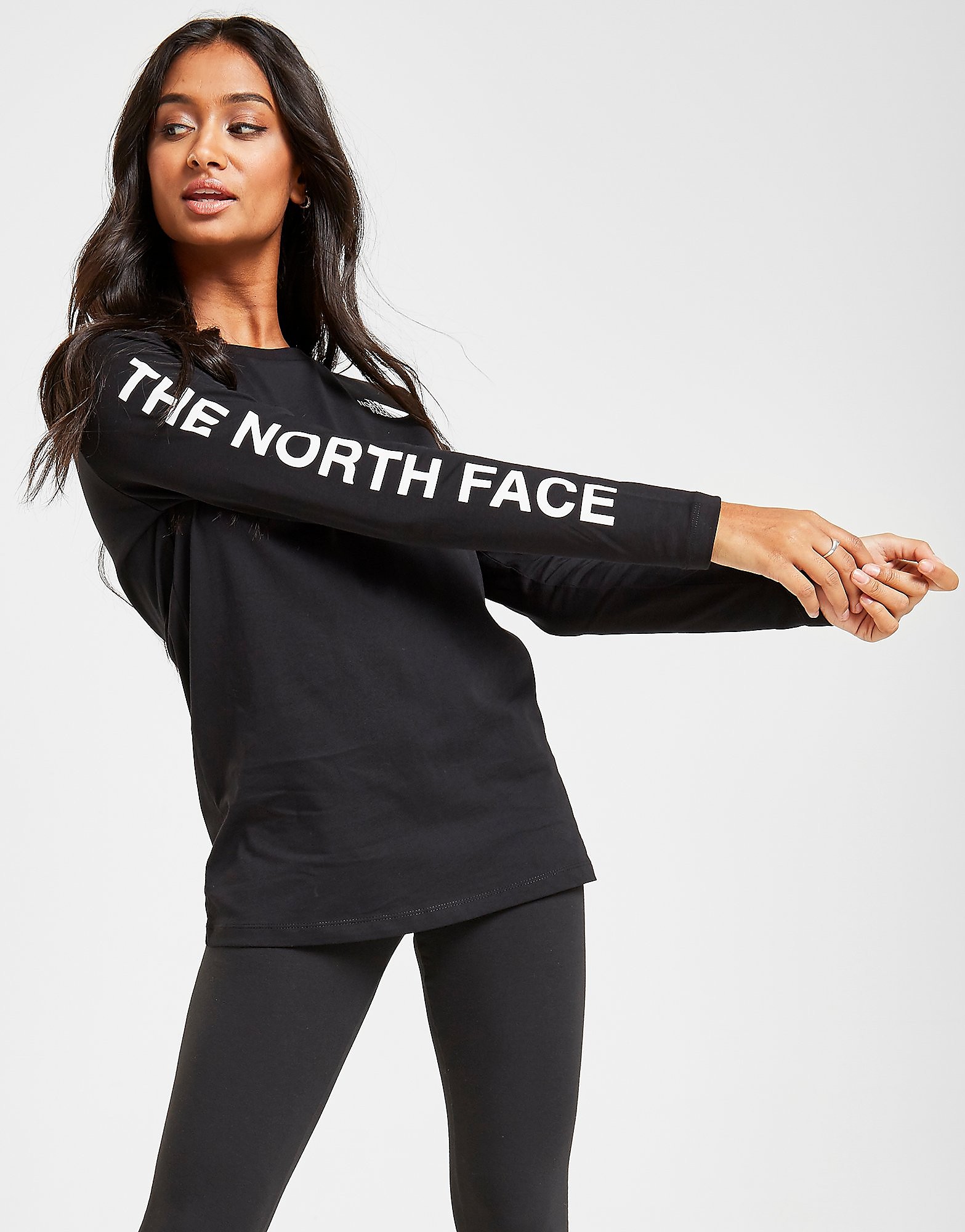 

The North Face Long Sleeve Logo T-Shirt - Black/White - Womens, Black/White