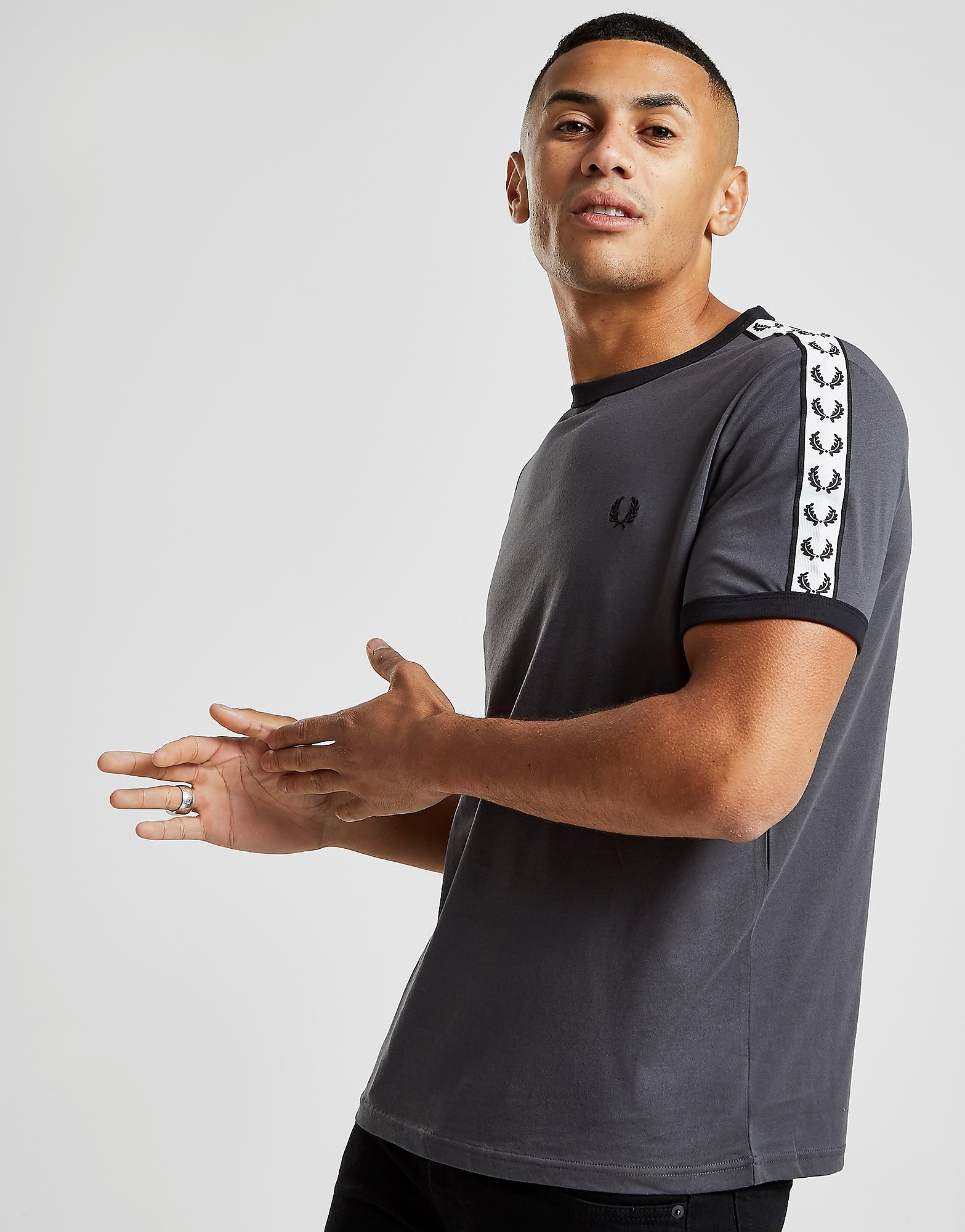 

Fred Perry Taped Ringer T-Shirt - Only at JD - Grey/Black - Mens, Grey/Black