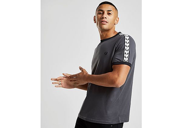 Fred Perry T-shirt Taped Ringer Retro Homme - Grey/Black, Grey/Black