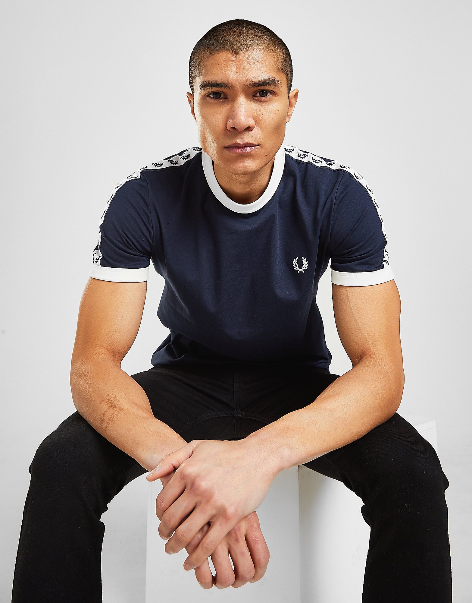 

Fred Perry Taped Ringer T-Shirt - Navy/White, Navy/White