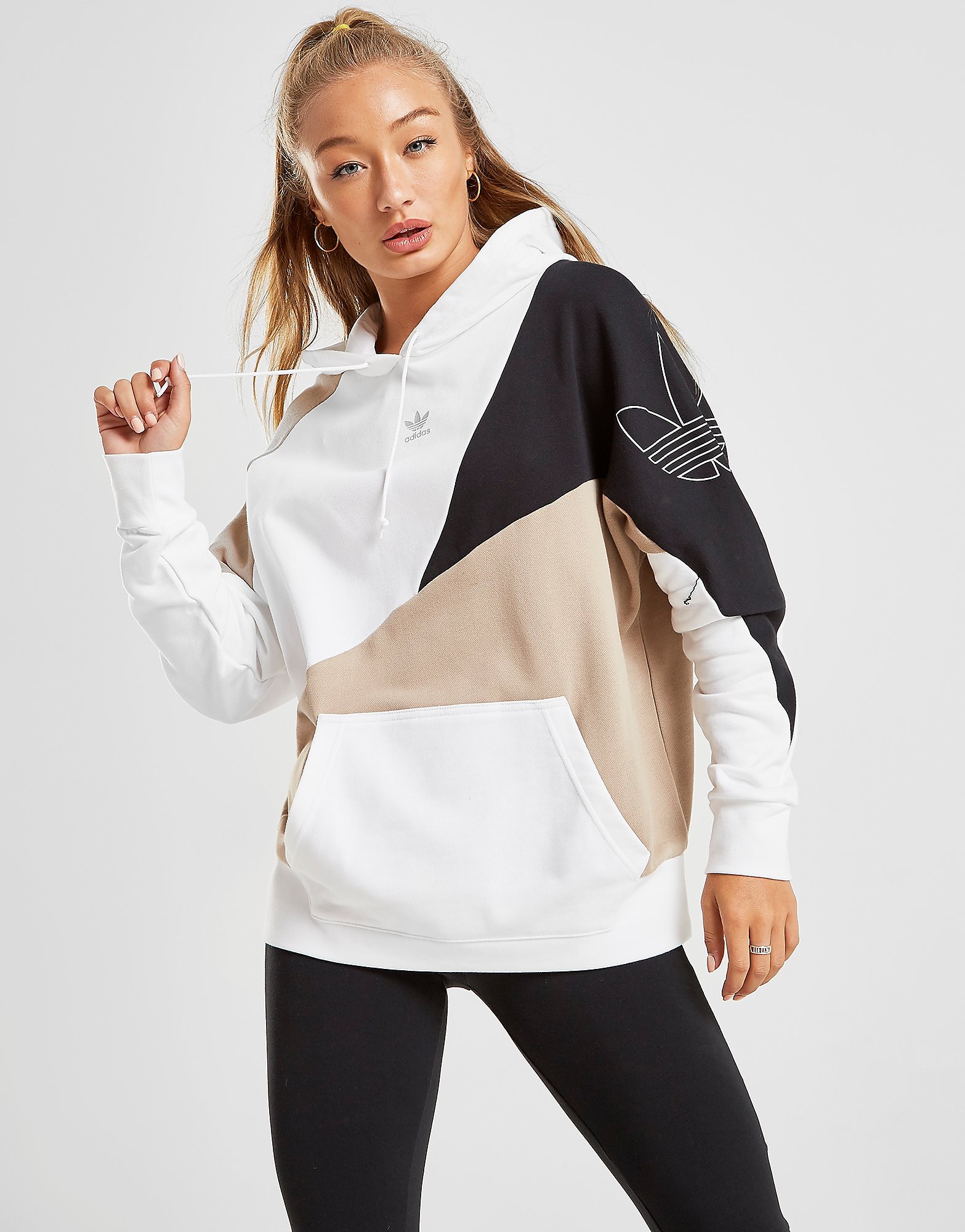 

adidas Originals Speed Colour Block Overhead Hoodie - Trace Khaki/Black/Brown - Womens, Trace Khaki/Black/Brown
