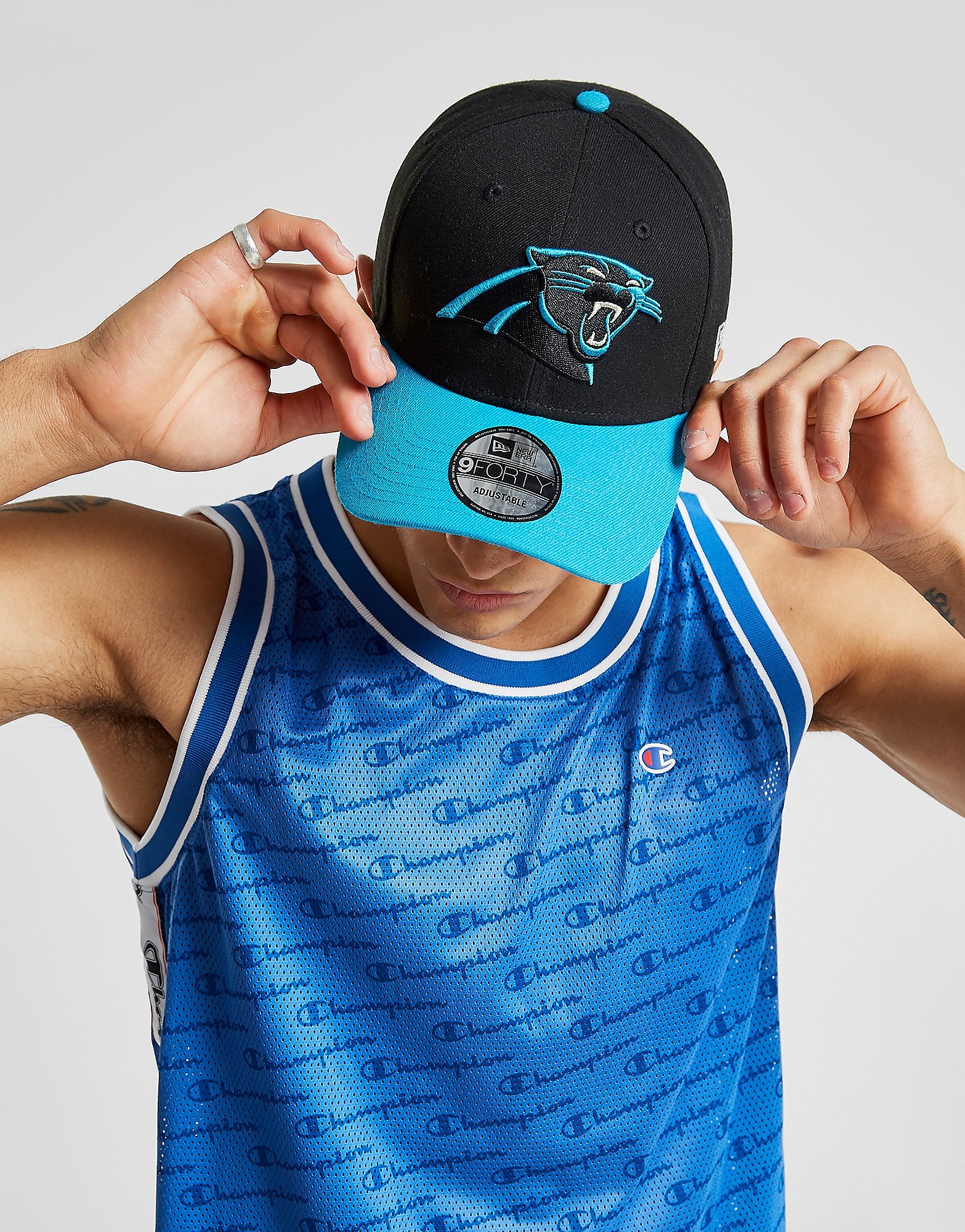 

New Era NFL Carolina Panthers 9FORTY Cap - Black/Blue - Womens, Black/Blue