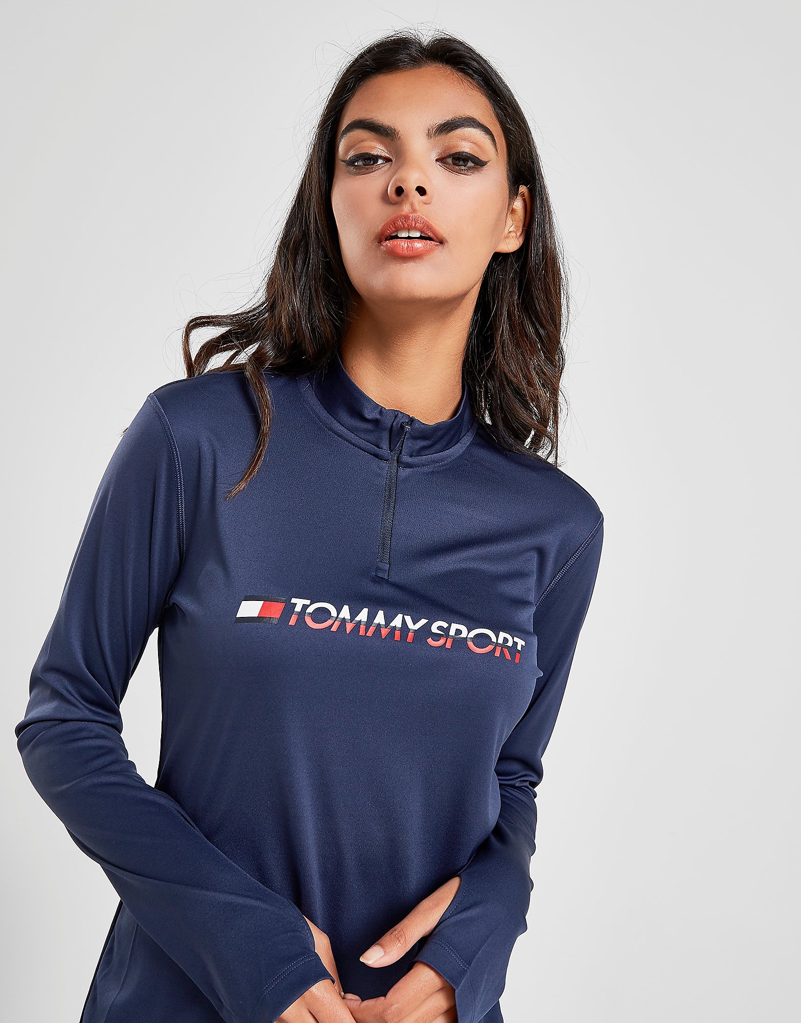 

Tommy Hilfiger 1/2 Zip Sweatshirt - Navy/Red/White - Womens, Navy/Red/White