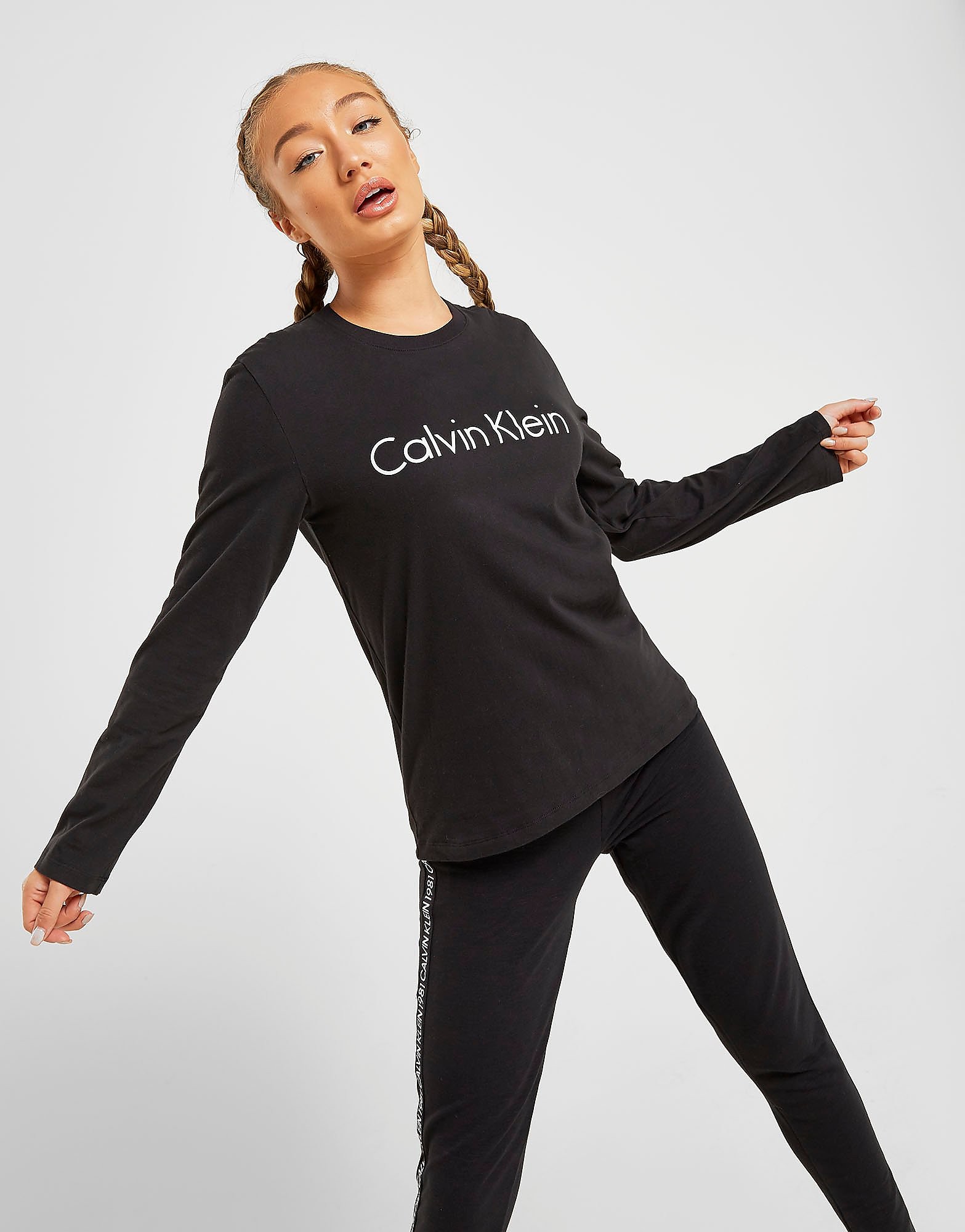

Calvin Klein Long Sleeve T-Shirt - Black/White - Womens, Black/White