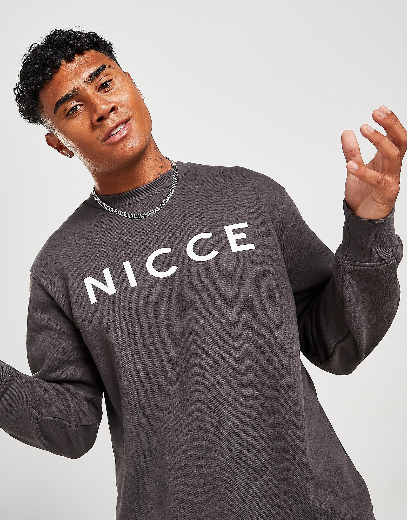 

Nicce Original Logo Sweatshirt - Dark Grey/White - Mens, Dark Grey/White