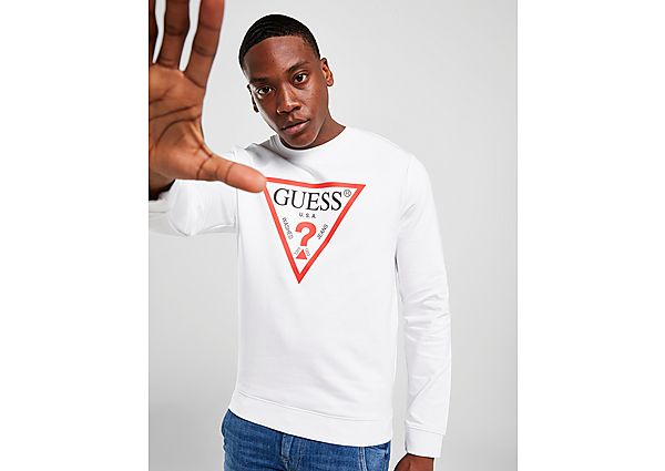GUESS Sweat-shirt Logo Triangle Homme - White/Red, White/Red