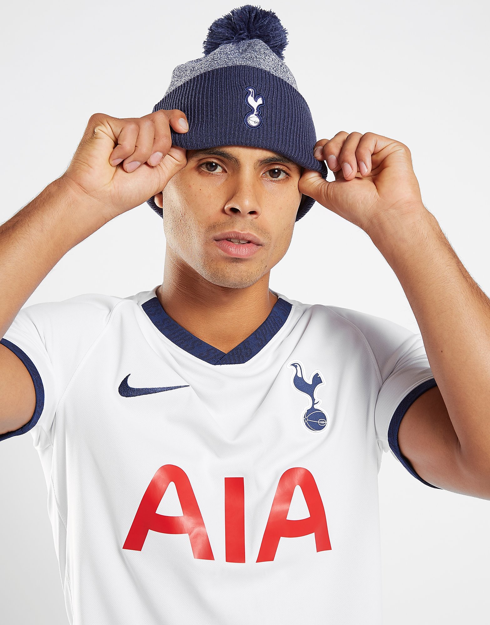 New Era Tottenham Hotspur Pom Beanie Hat - Navy/White - Mens, Navy/White