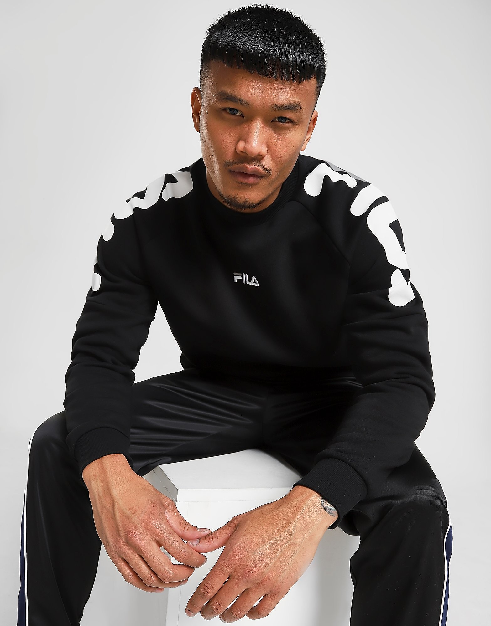 

Fila Vernon Crew Sweatshirt - Only at JD - BLACK/White - Mens, BLACK/White