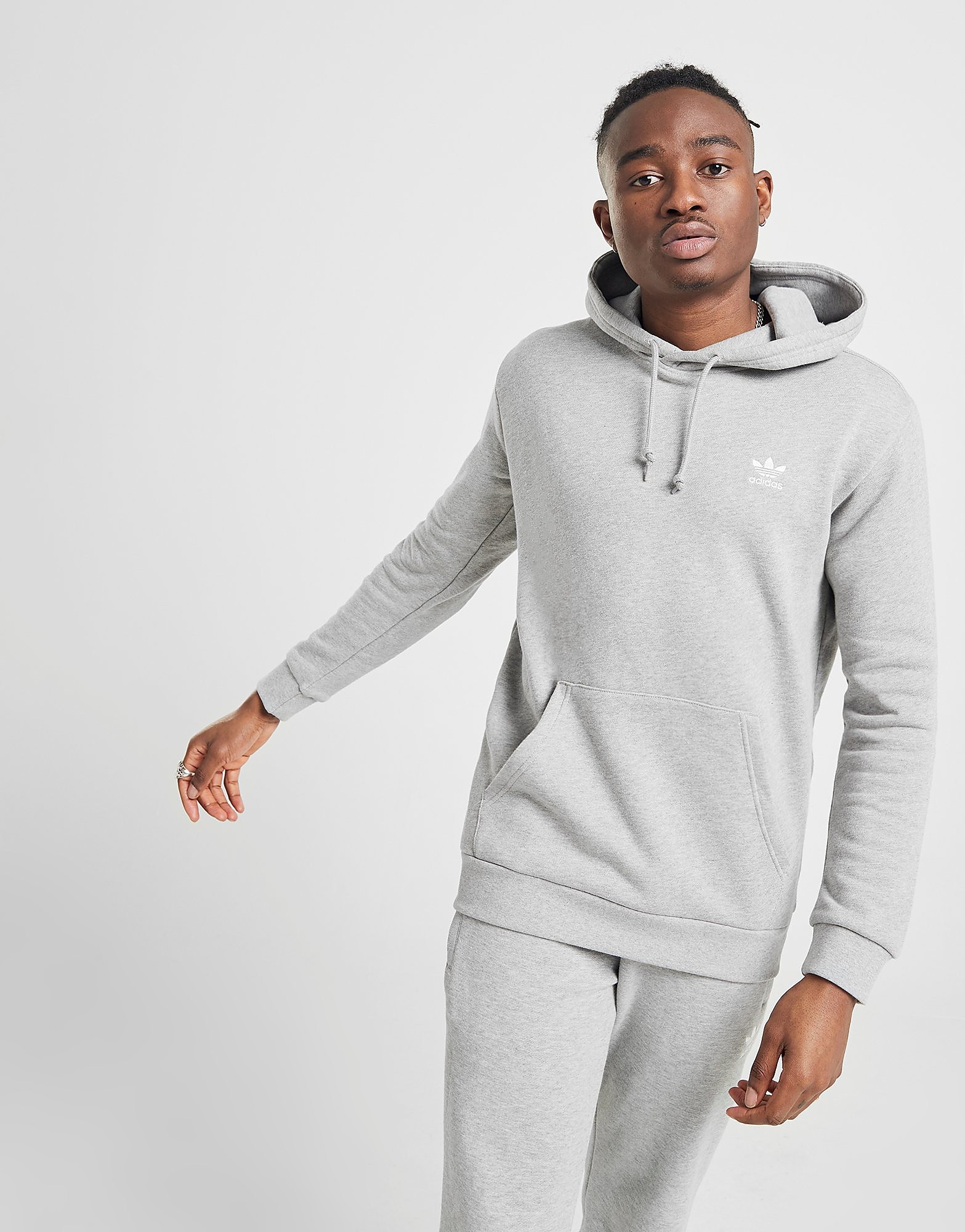 

adidas Originals Trefoil Essential Hoodie - Medium Grey Heather/Grey - Mens, Medium Grey Heather/Grey