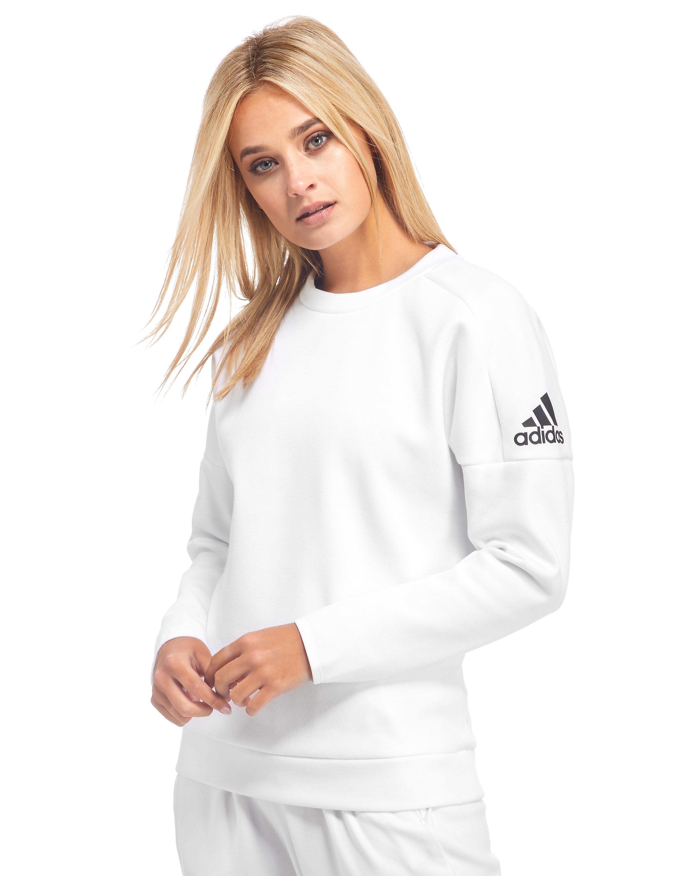 Adidas Z N E Crew Sweatshirt White Womens Sports King Store