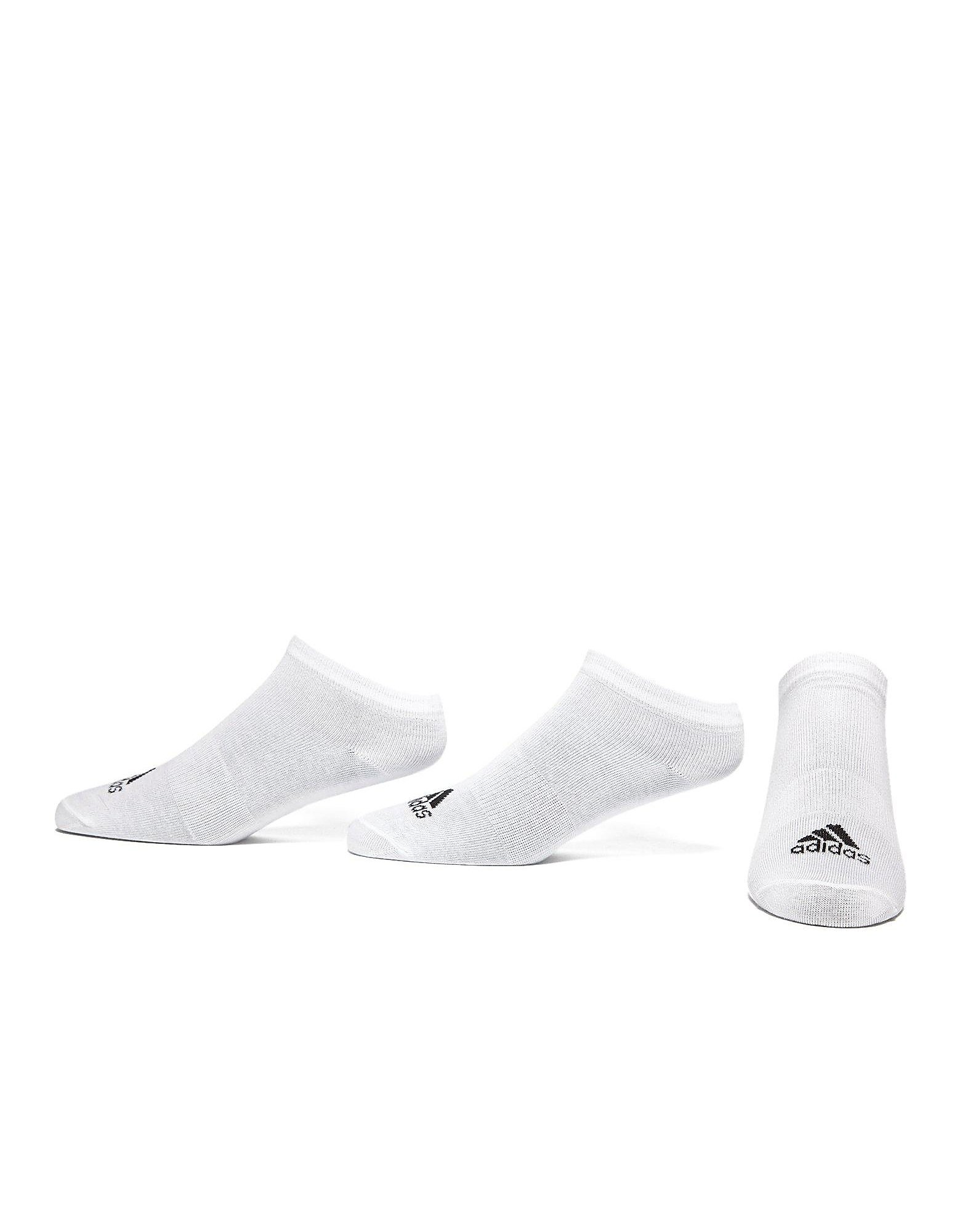 

adidas Three Pack No Show Thin Socks Junior - White/Black - Kids, White/Black