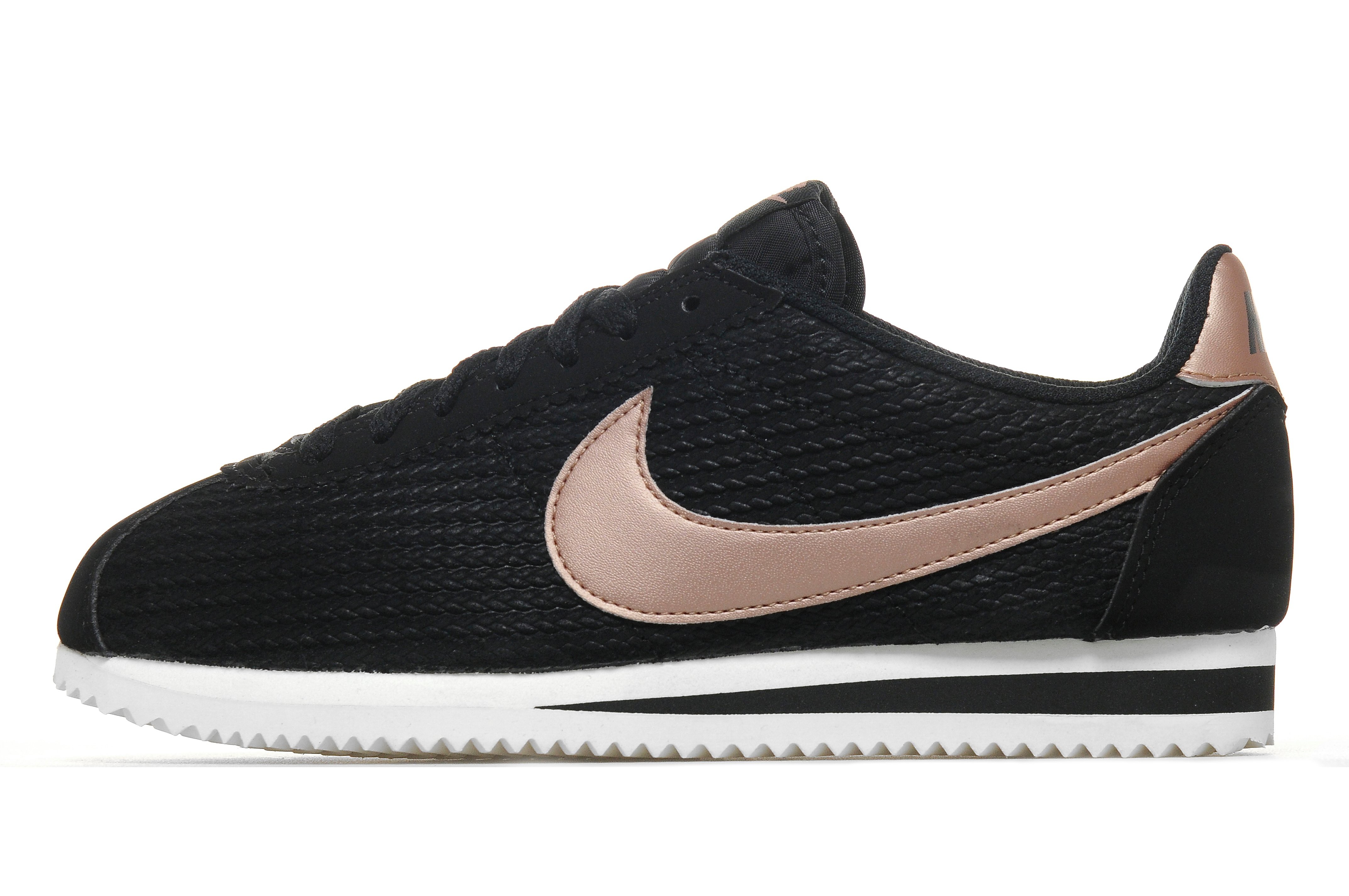 black nike sneakers with gold swoosh