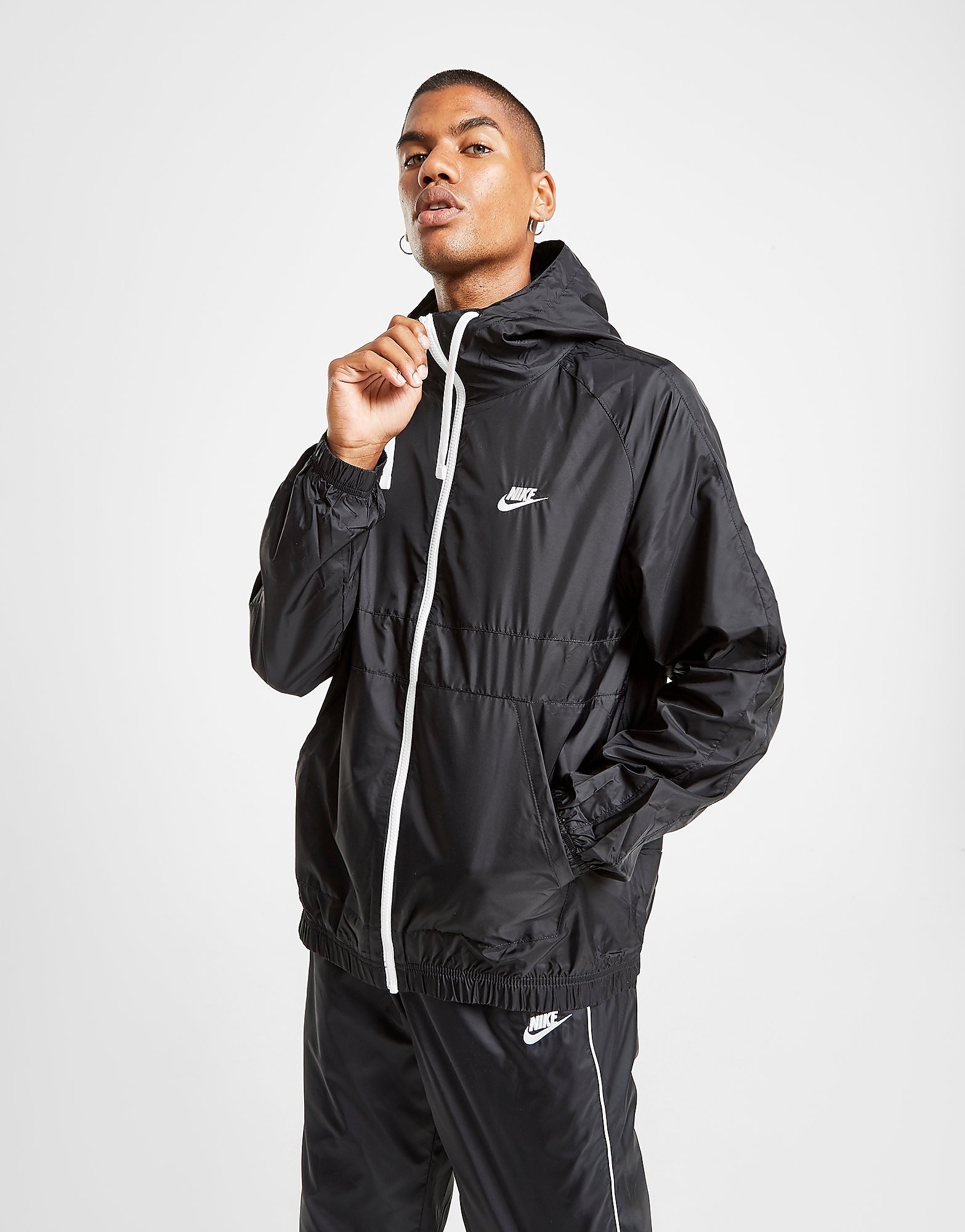 

Nike Hoxton Woven Hooded Jacket - Black/White - Mens, Black/White