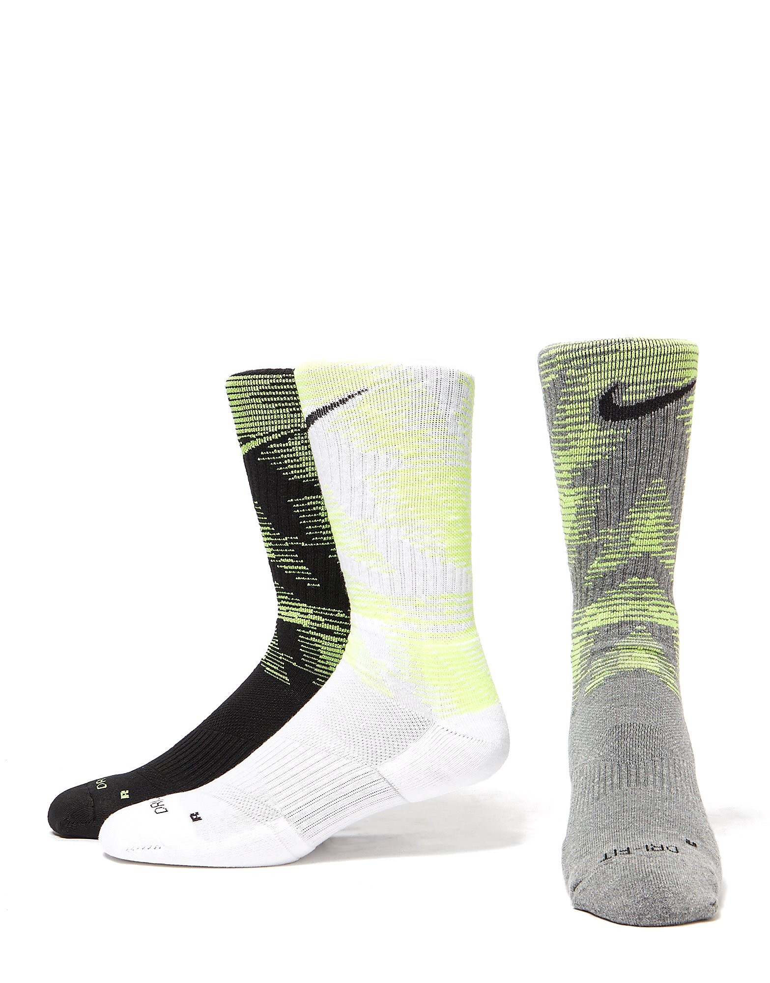 

Nike 3 Pack Dri-FIT Crew Socks - Only at JD - White/Volt - Mens, White/Volt