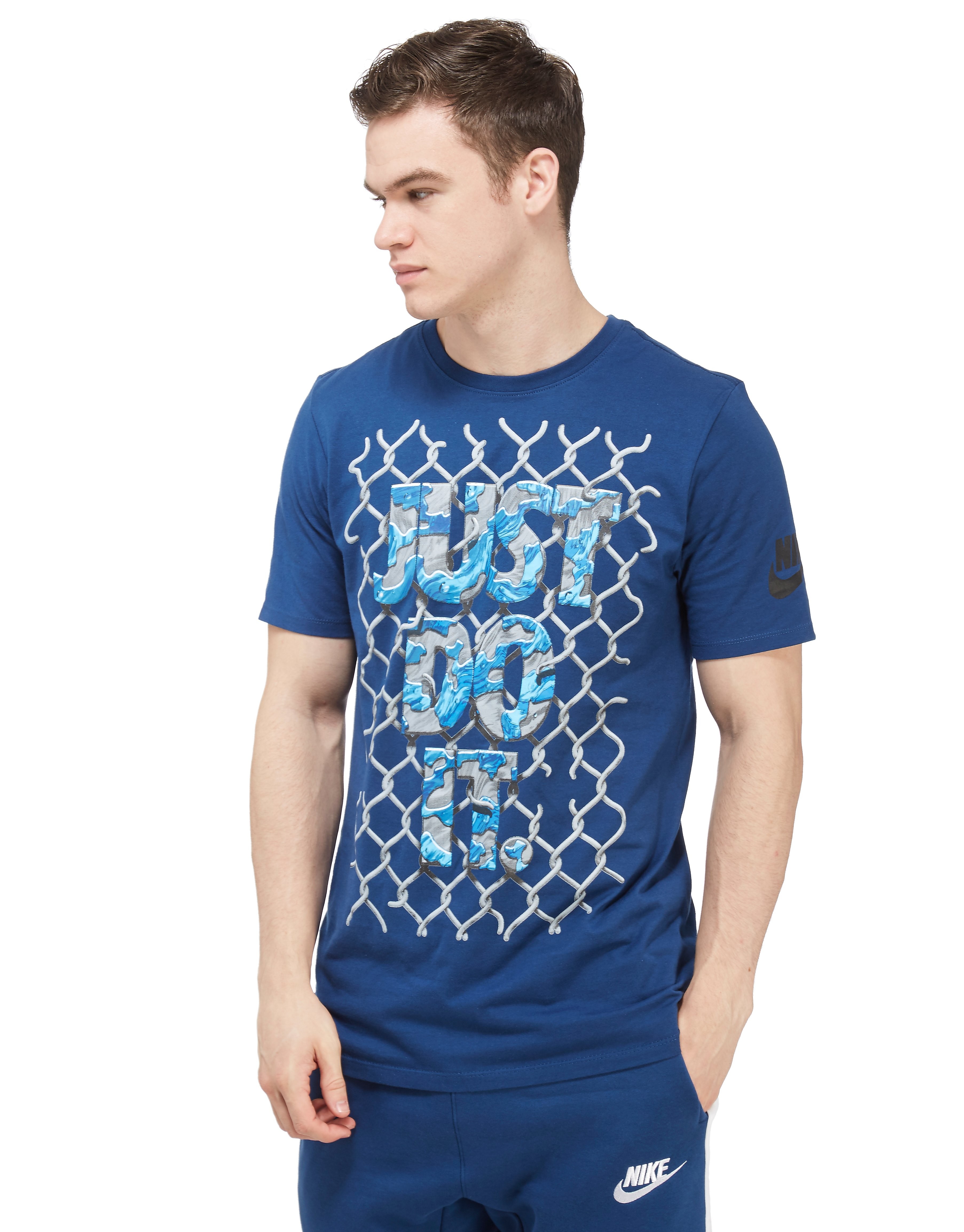 Nike Just Do It Fence T Shirt Blue Mens Sports King Store