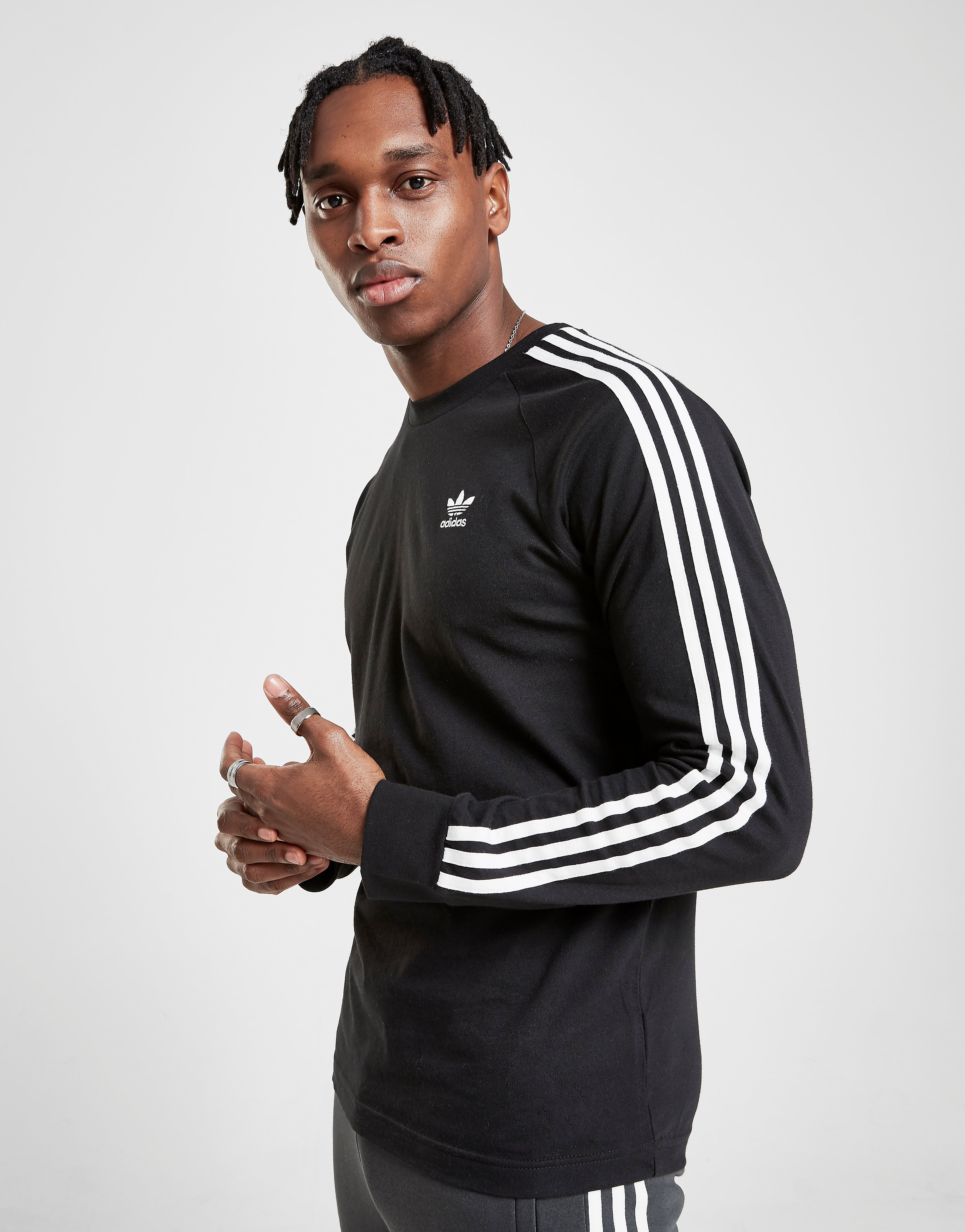 adidas Originals California Long Sleeve T-Shirt - Black/White - Mens, Black/White