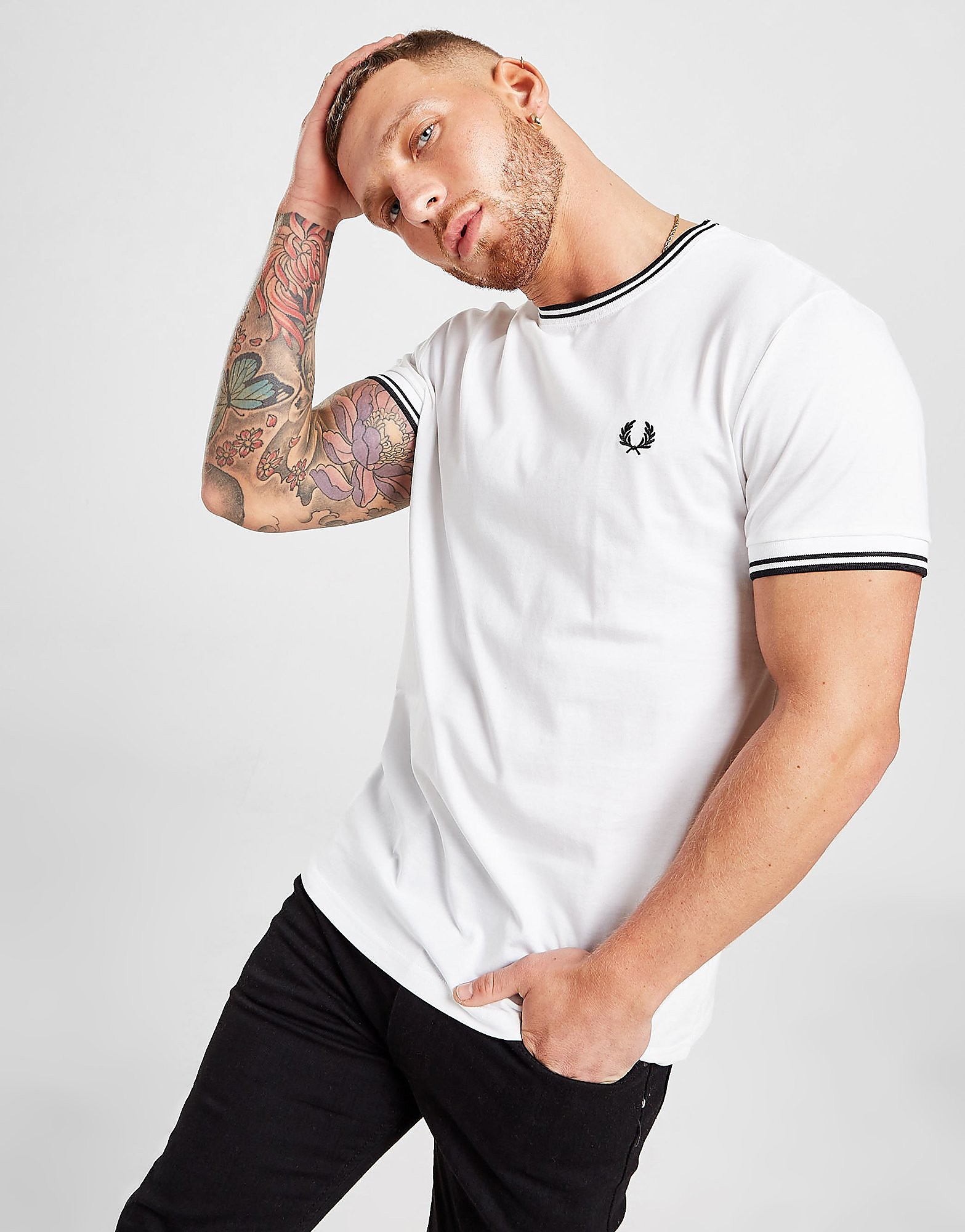 

Fred Perry Tipped Ringer T-Shirt - WHITE/Black, WHITE/Black