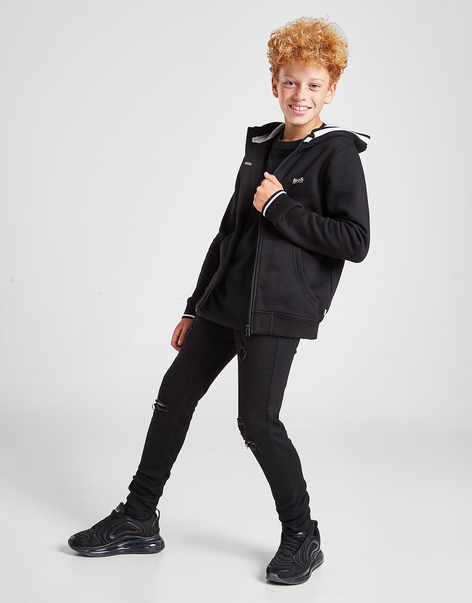 

BOSS Logo Full Zip Hoodie Junior - Black - Kids, Black